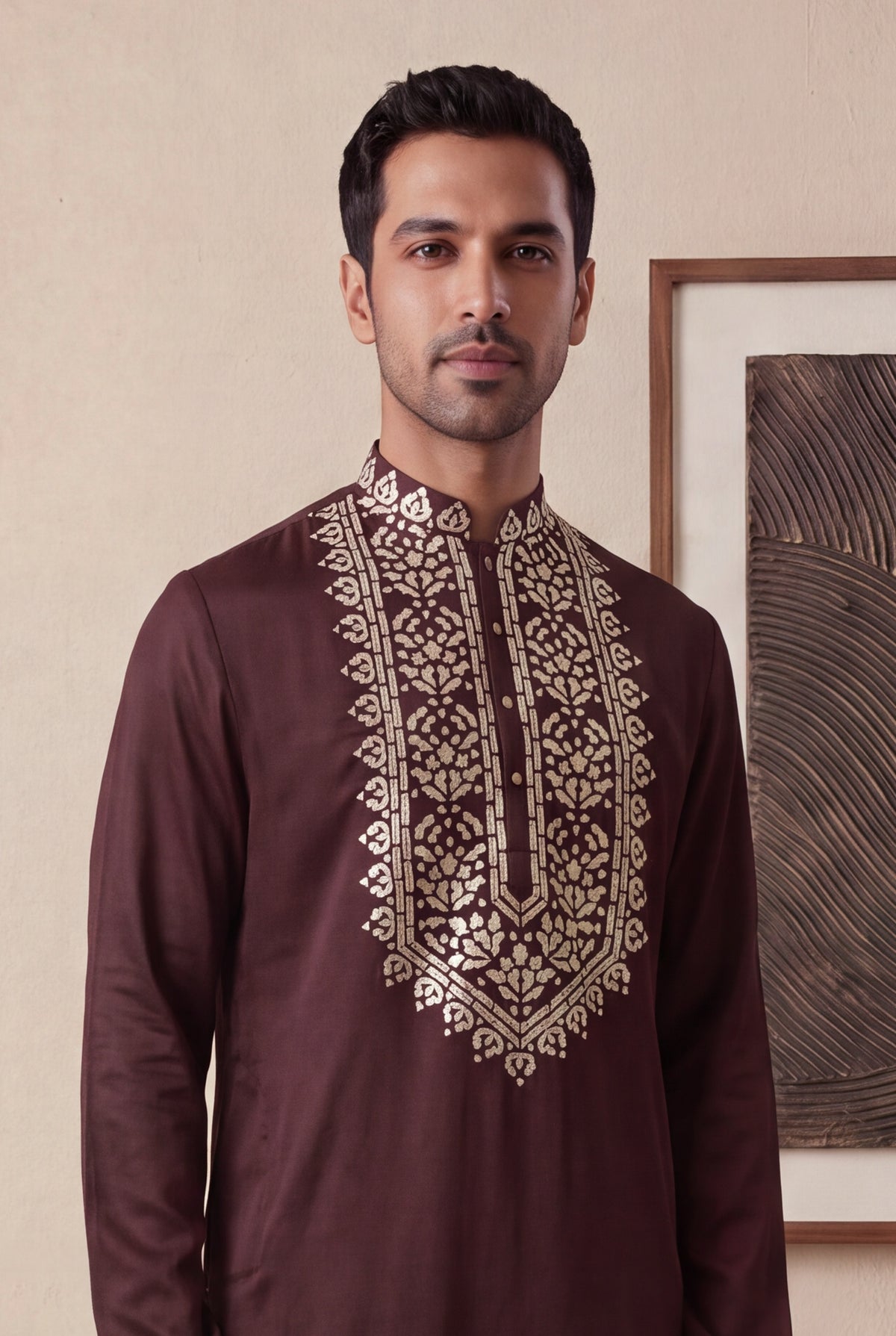 Maroon Nysa Silk Kurta Pant Set - Mokshaa