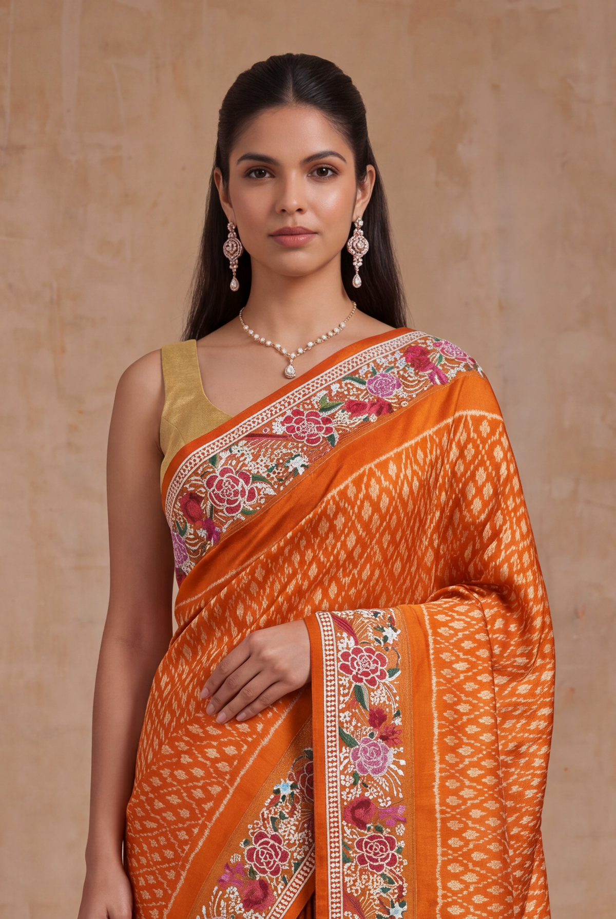 Orange Patola Silk Saree - Mokshaa