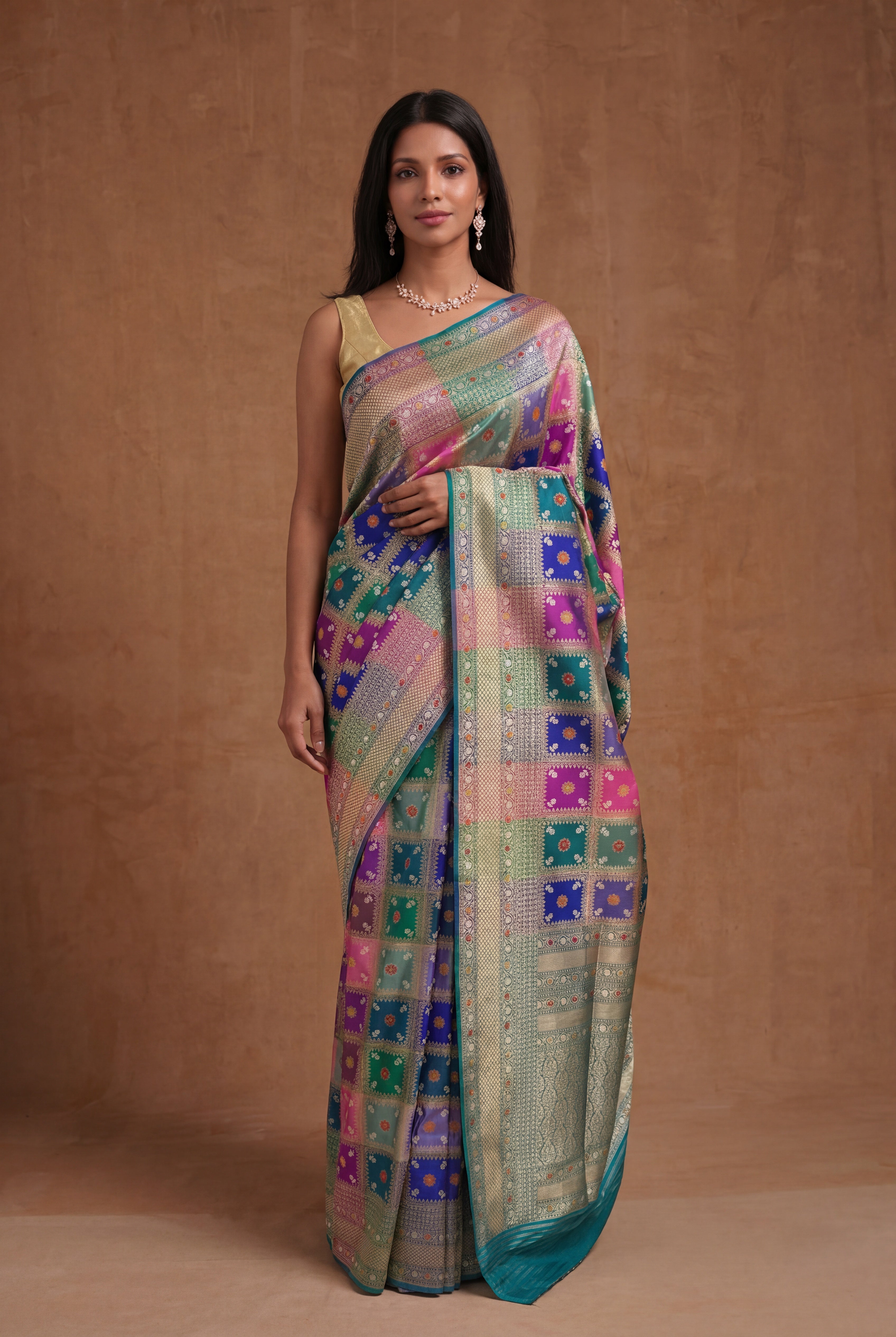 Multicolor Banarasi Silk Meenakari Saree