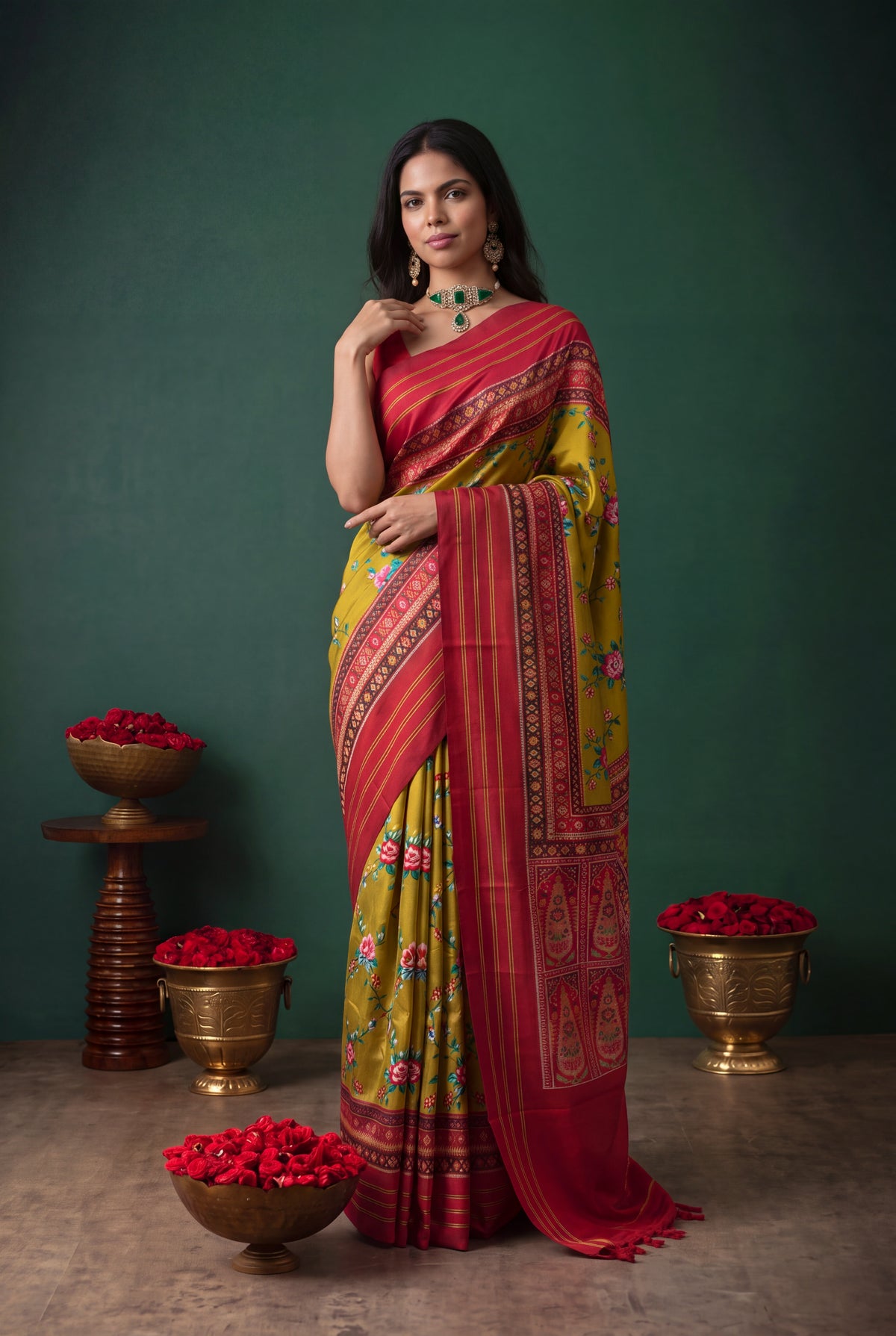 Light Green Patola Silk Saree - Mokshaa