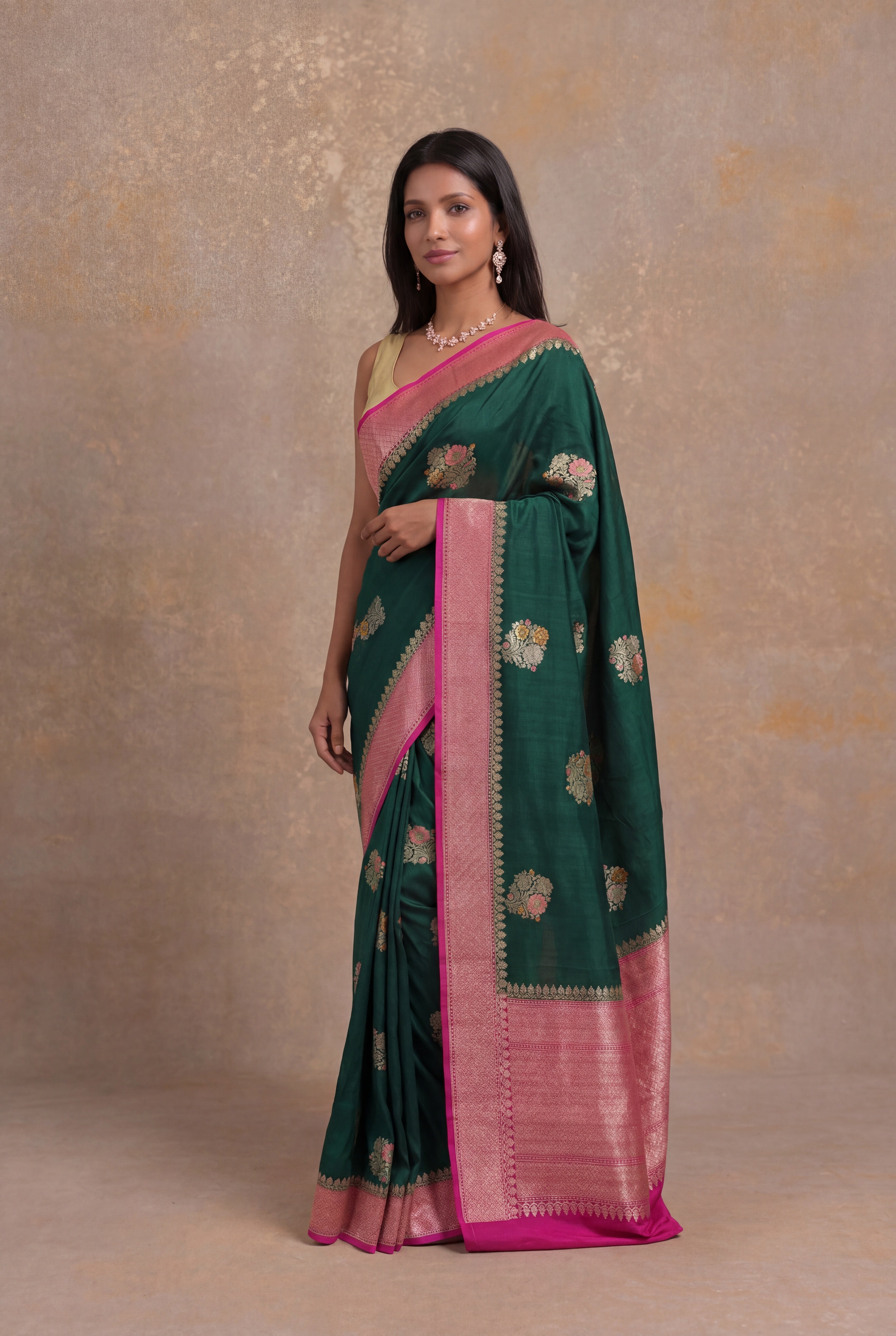 Green Tussar Georgette Saree