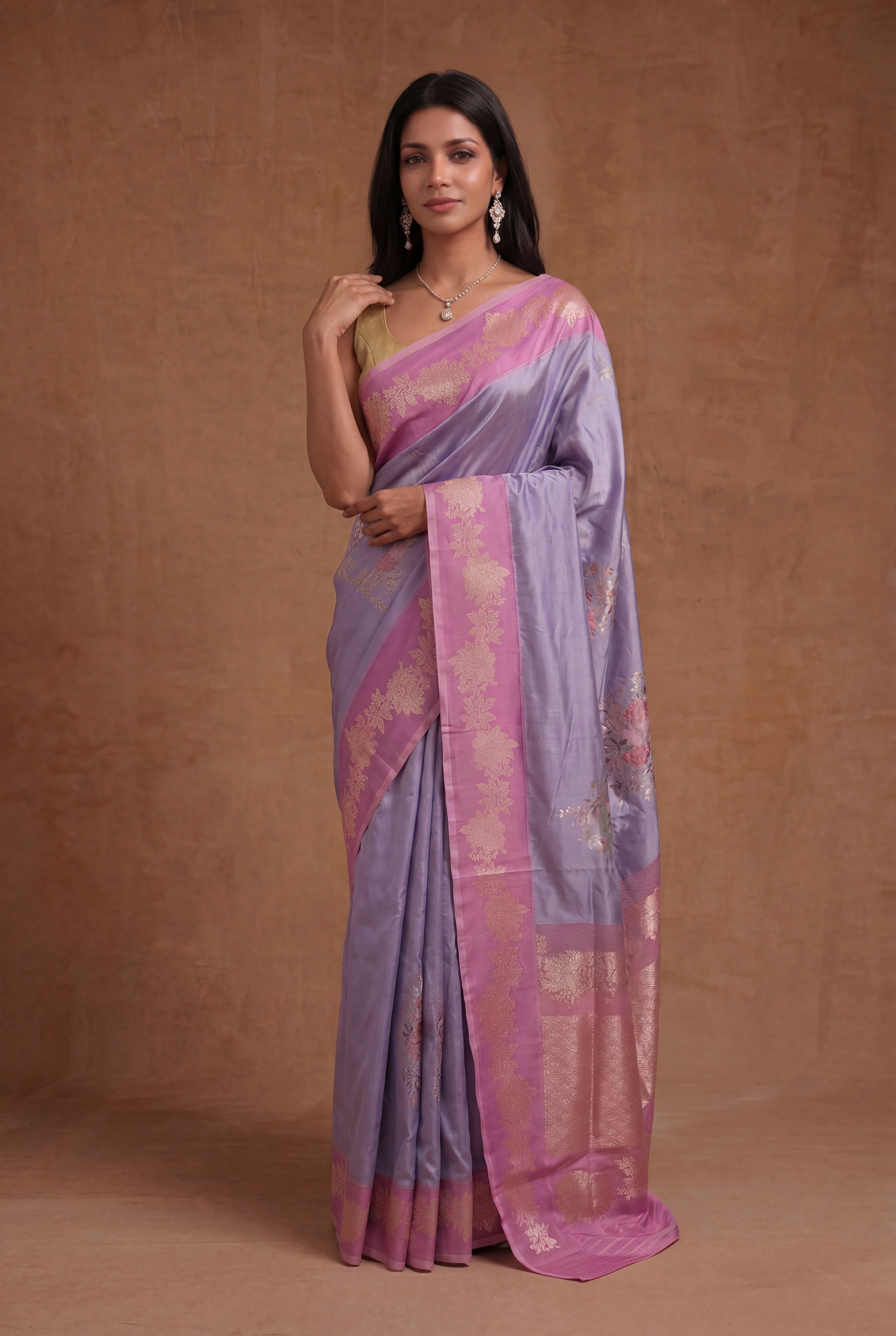 Light Lavender Banarasi Silk Saree
