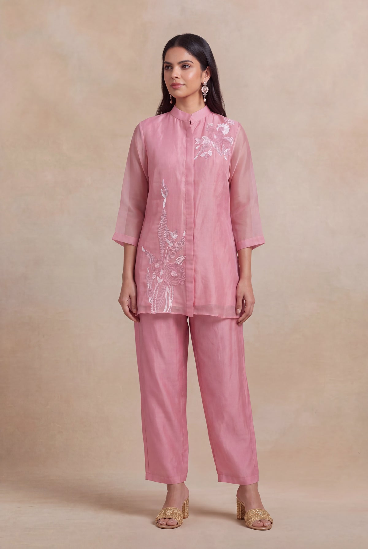Pink Organza Co-ord Set - Mokshaa
