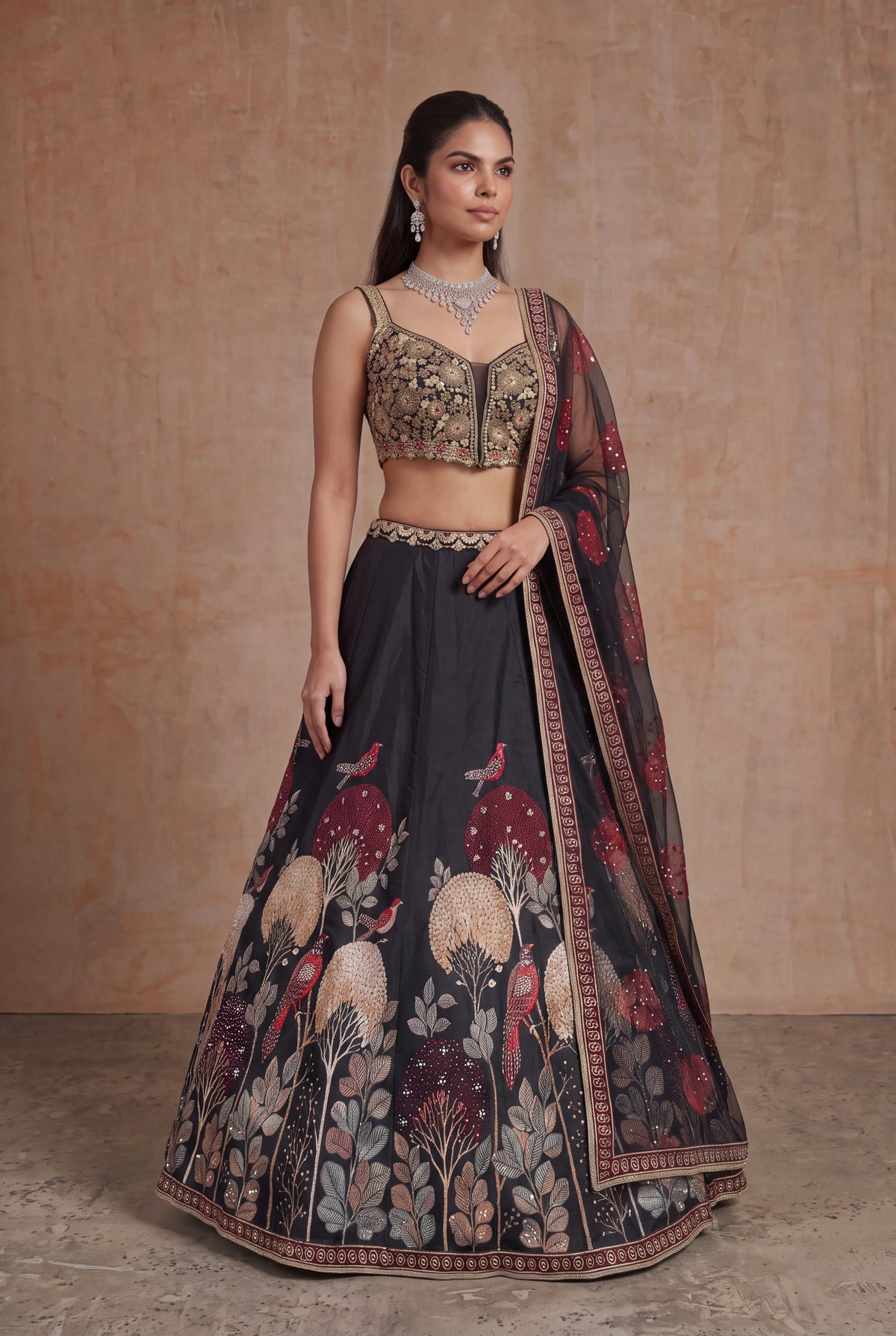 Black Silk Lehenga - Mokshaa