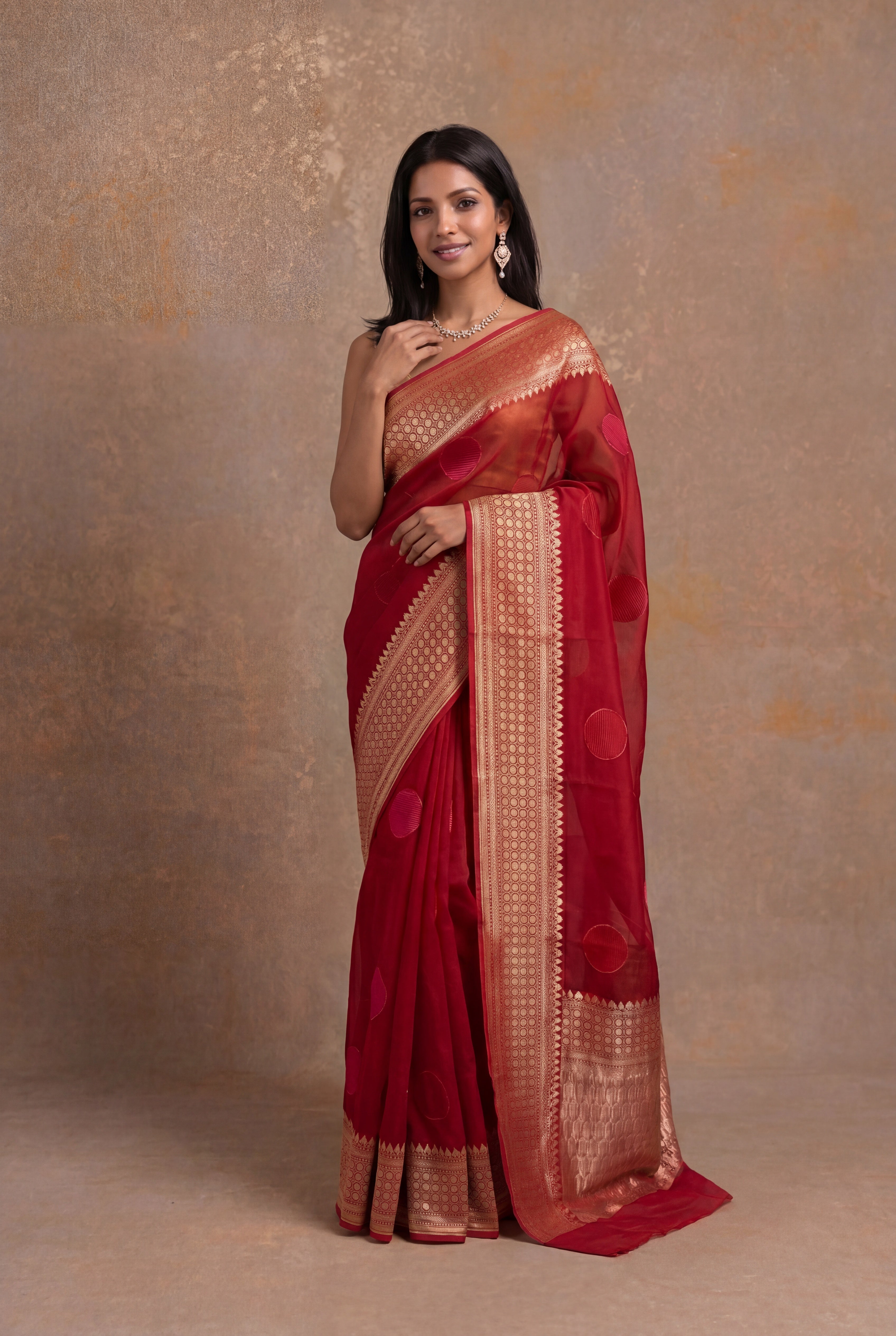 Red Banarasi Organza Saree