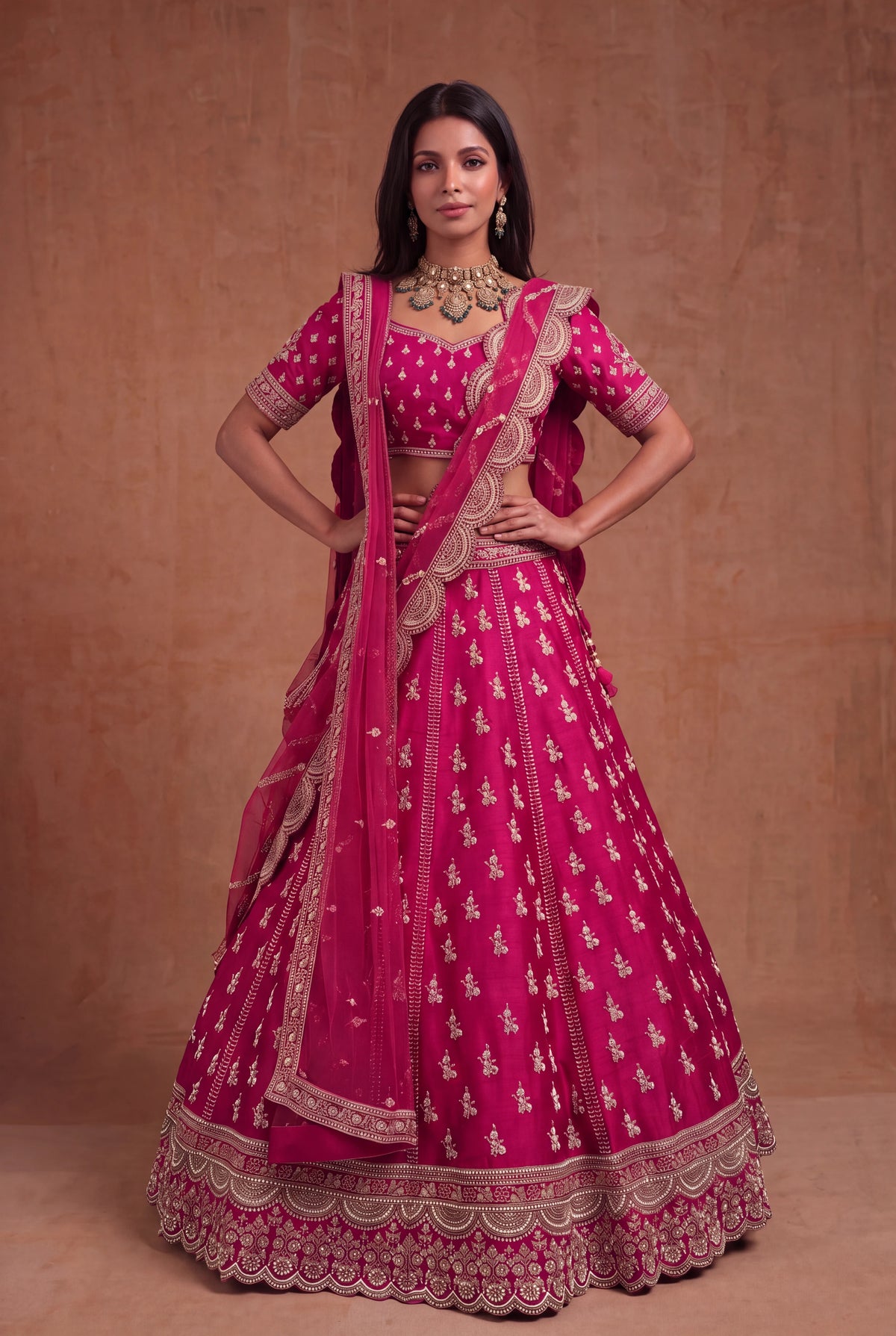 Rani Pink Raw Silk Lehenga - Mokshaa