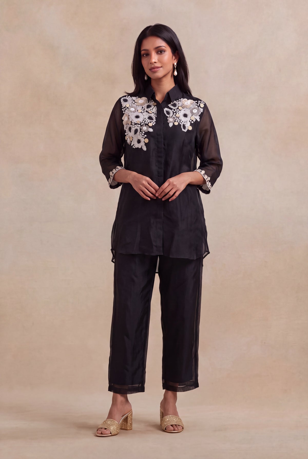 Black Organza Co-ord Set - Mokshaa