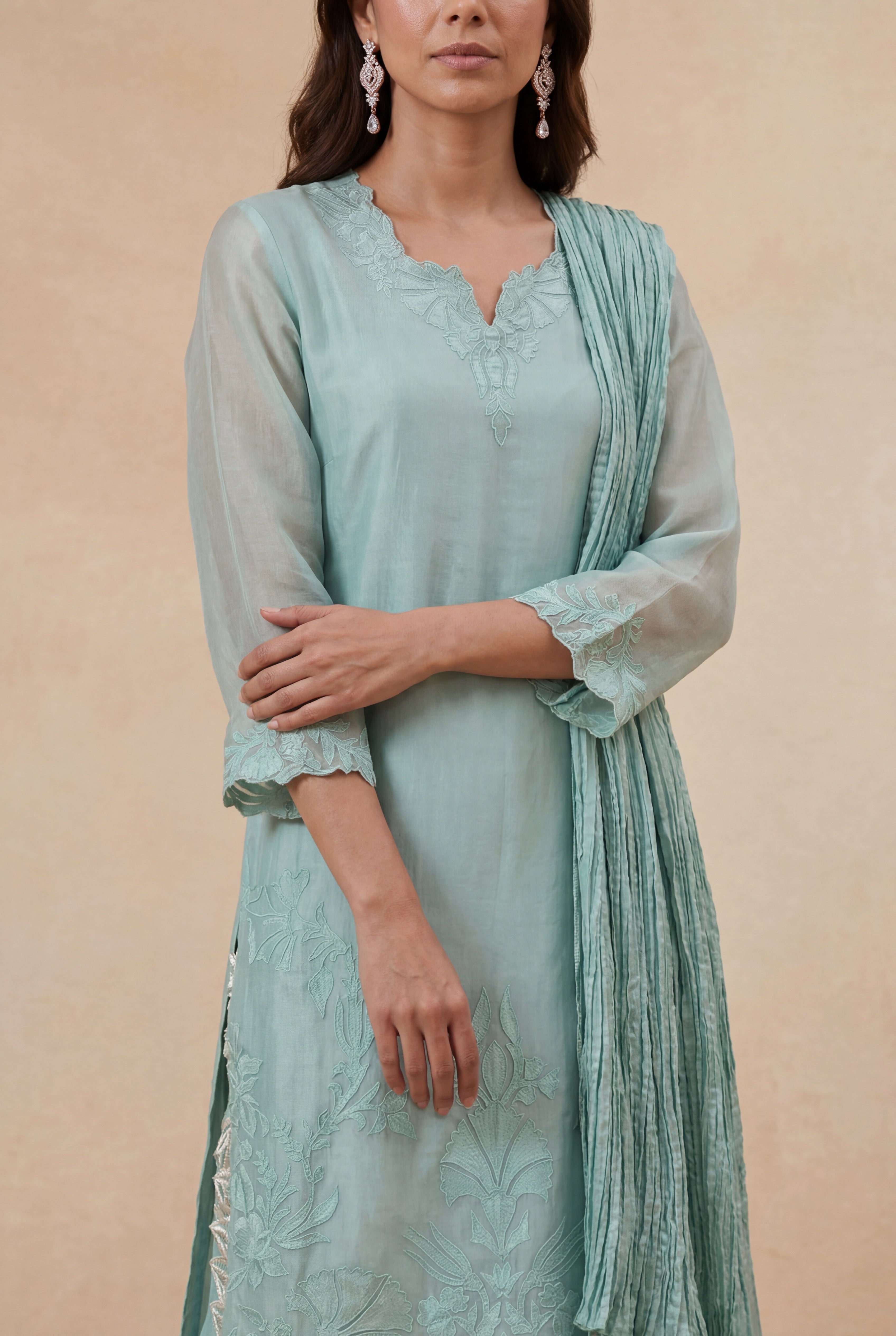 Powder Blue Organza Palazzo Salwar Set