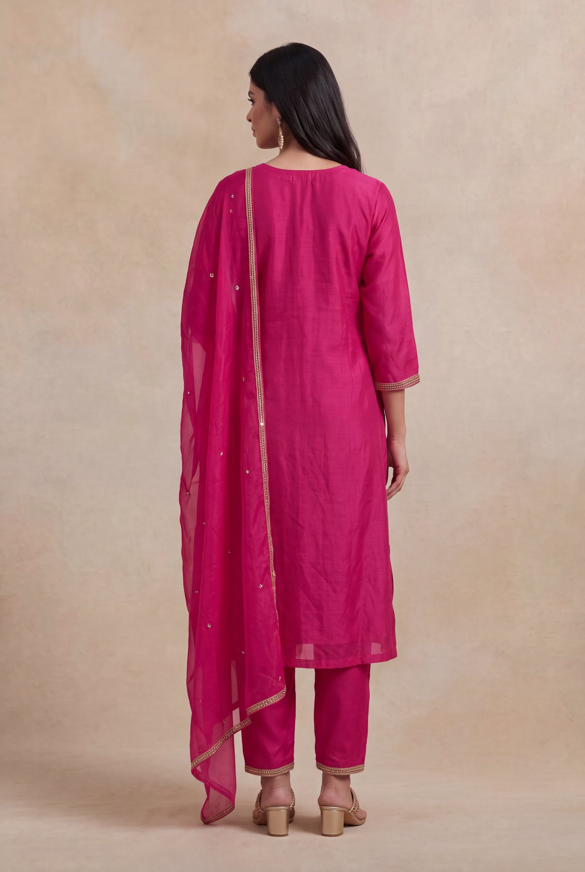 Rani Pink Silk Salwar Set - Mokshaa