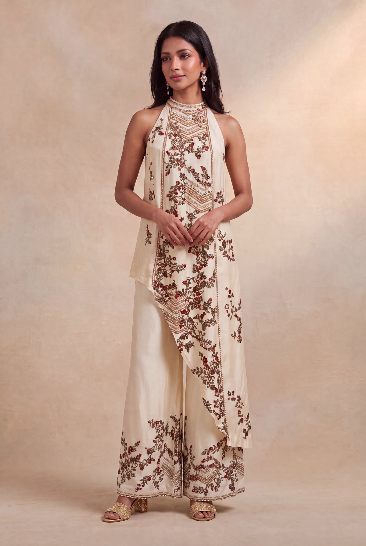 Ivory Silk Indo-Western Set - Mokshaa