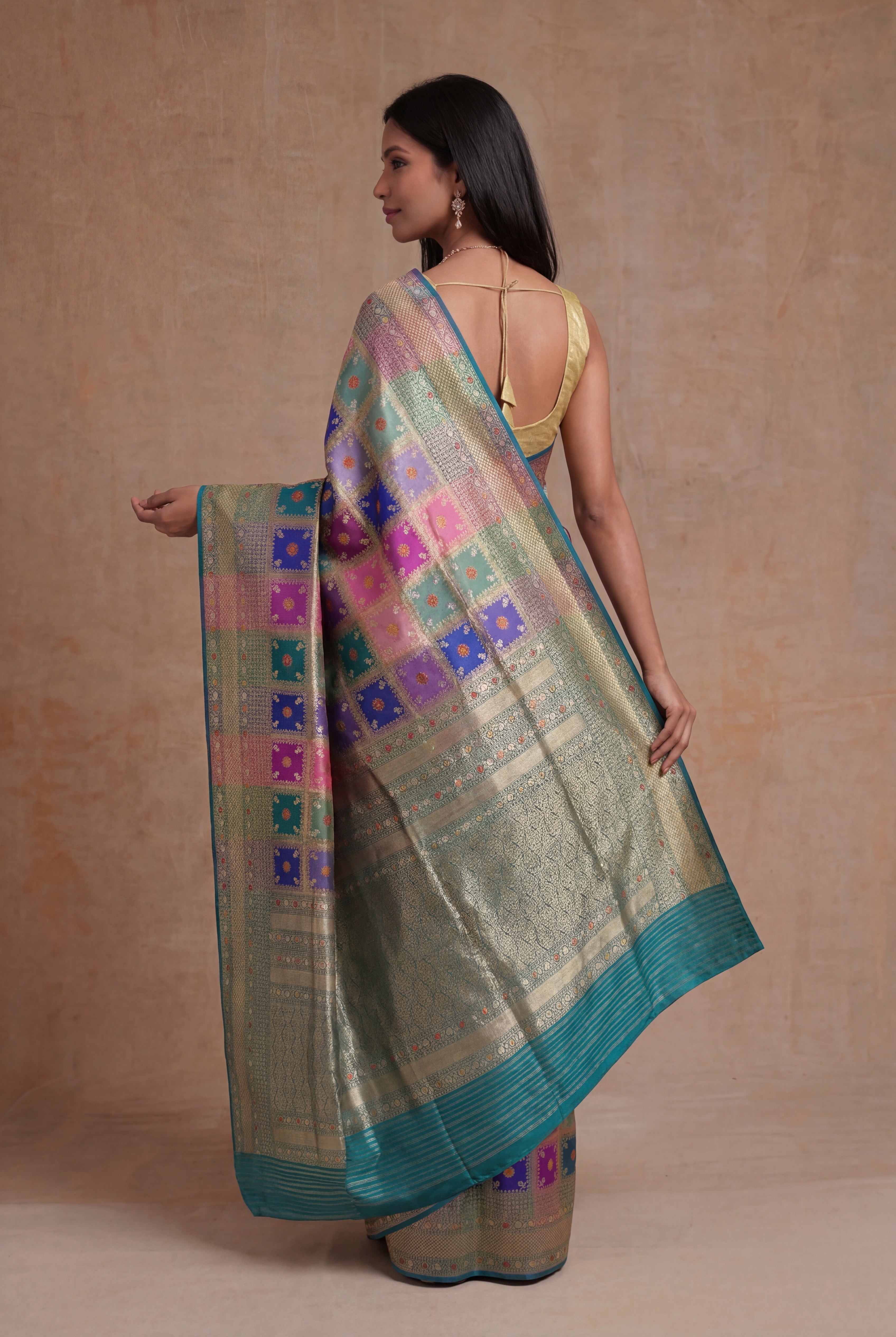 Multicolor Banarasi Silk Meenakari Saree