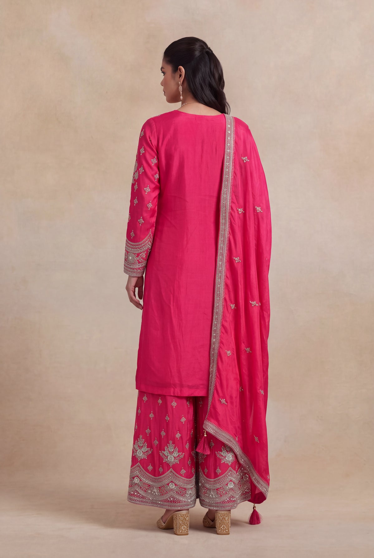 Rani Pink Crepe Sharara Set - Mokshaa