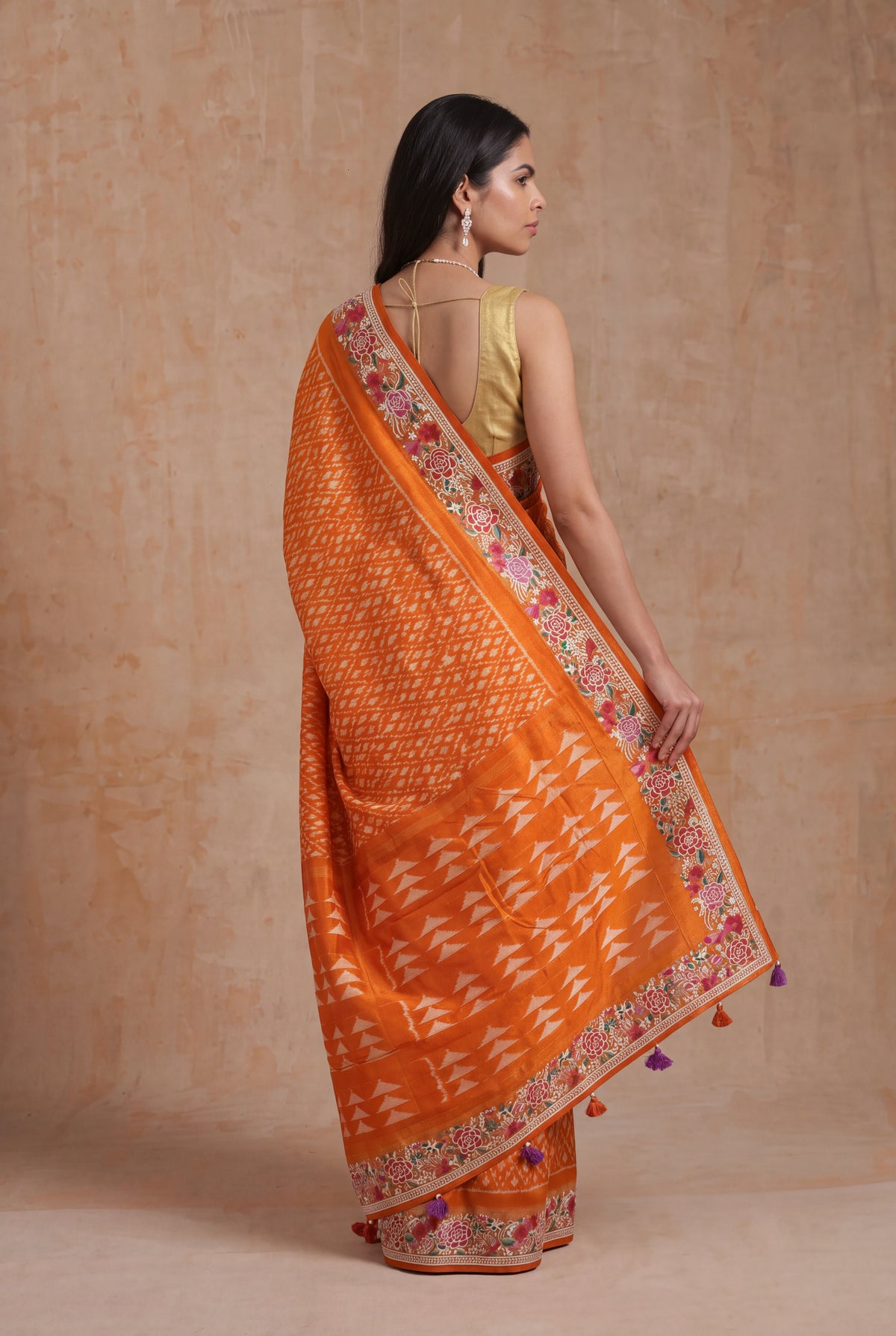 Orange Patola Silk Saree - Mokshaa