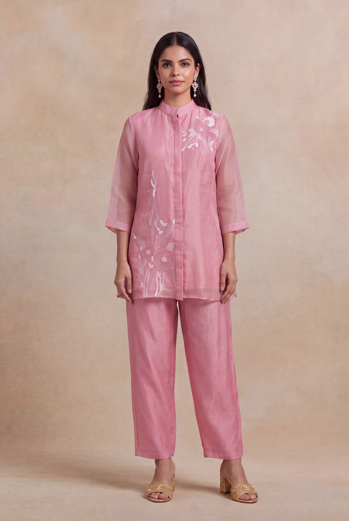 Pink Organza Co-ord Set - Mokshaa