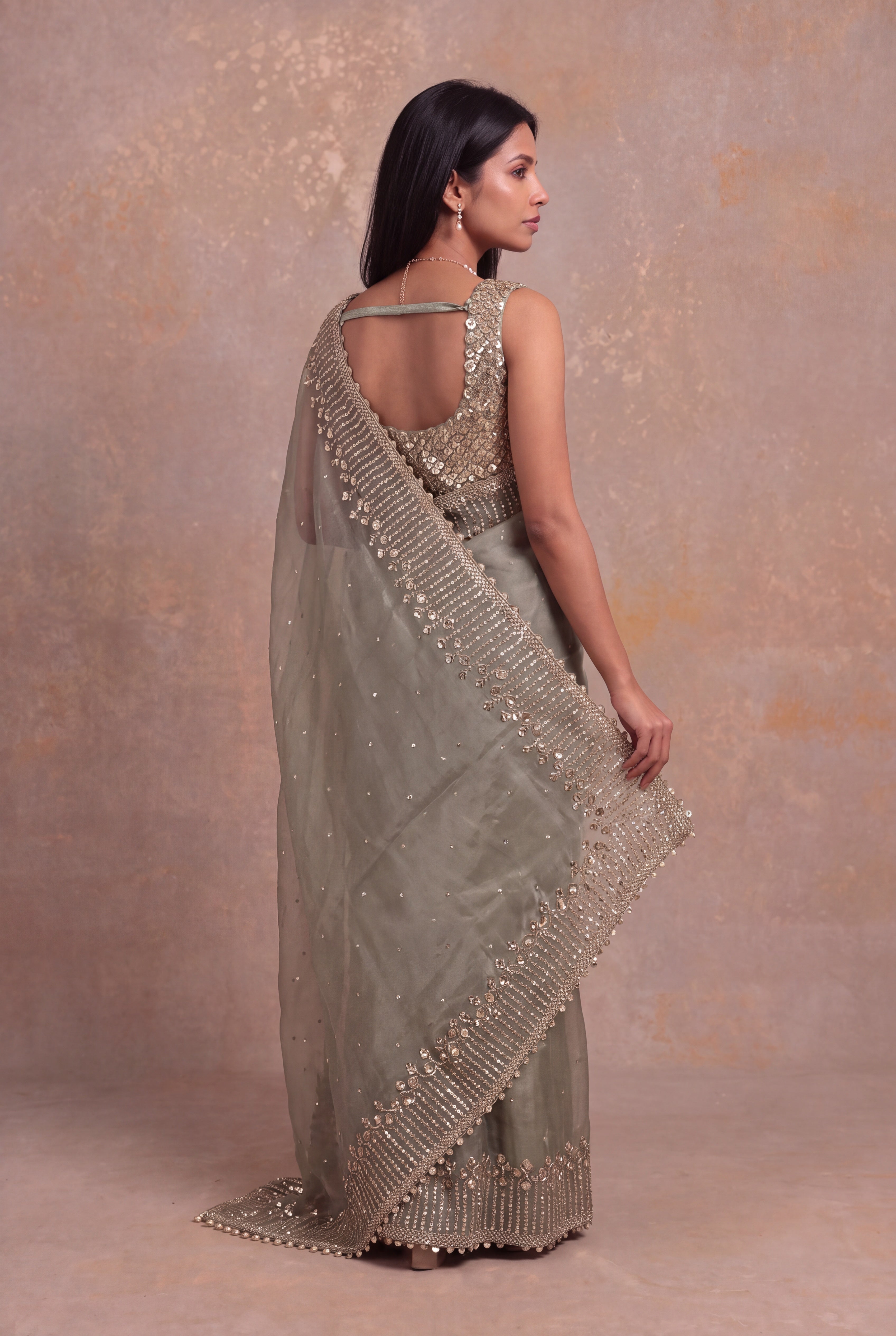 Sage Green Organza Saree