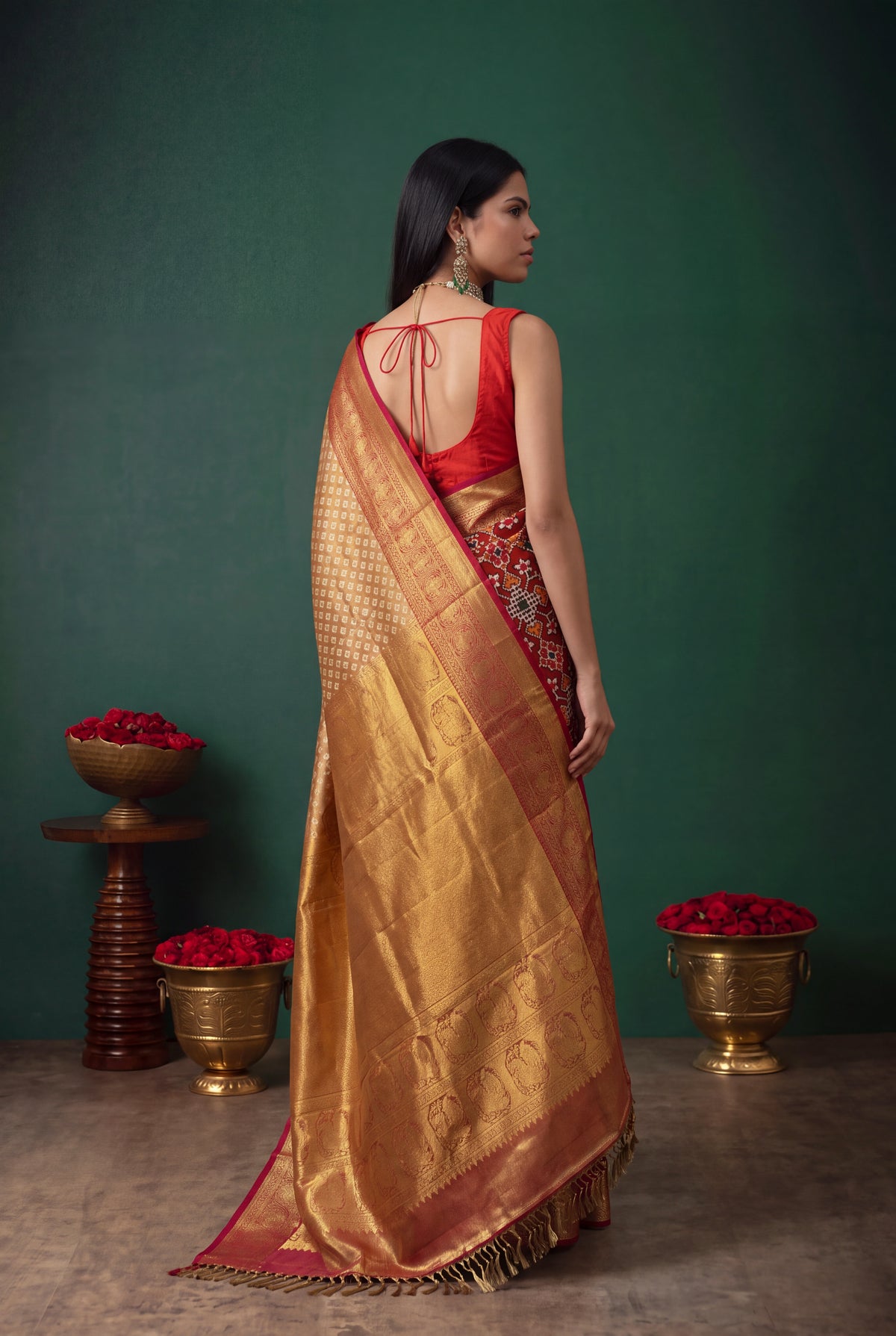 Gold Kanchivaram Tissue Silk Saree - Mokshaa