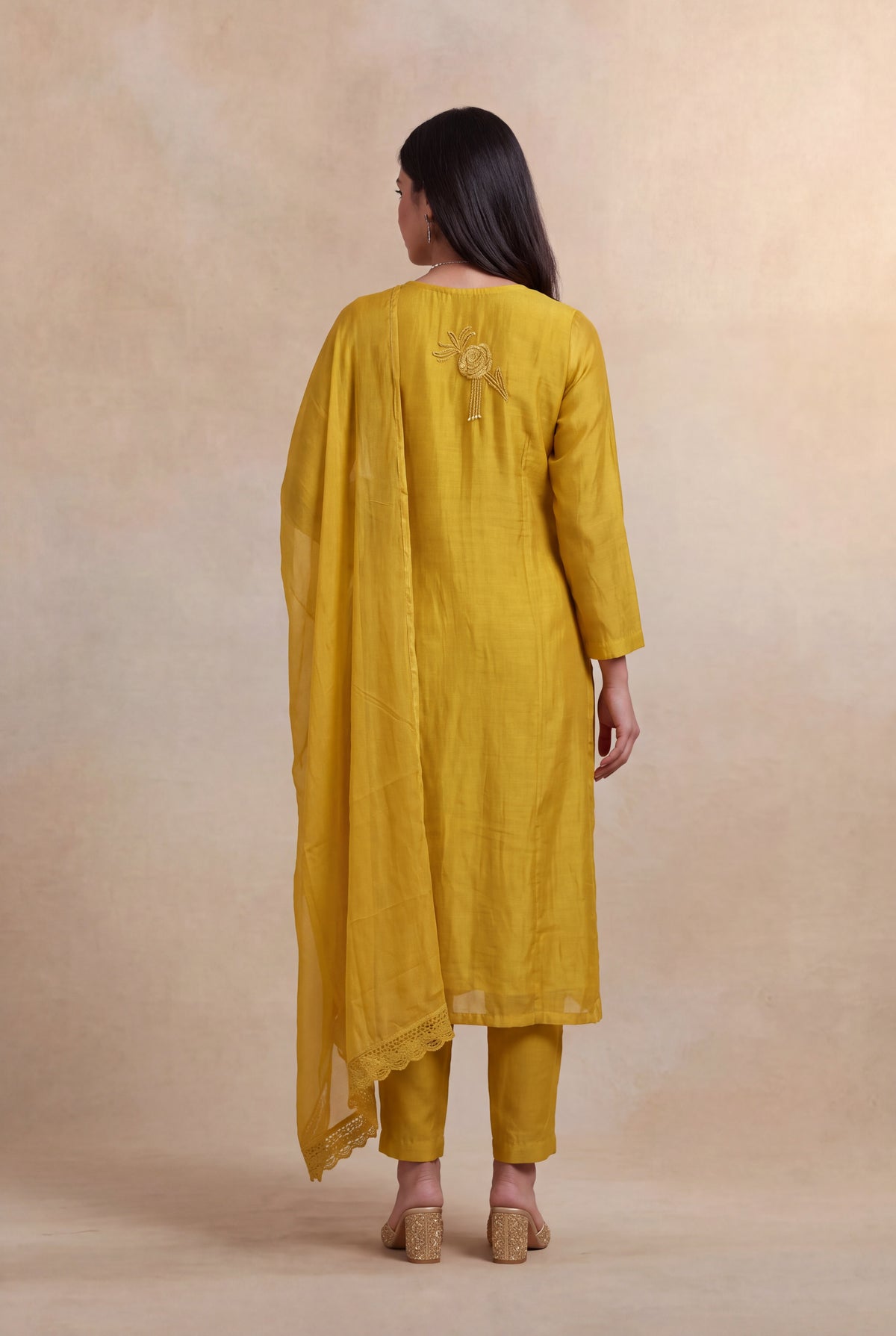 Mustard Mul Cotton Straight-Cut Salwar Set - Mokshaa