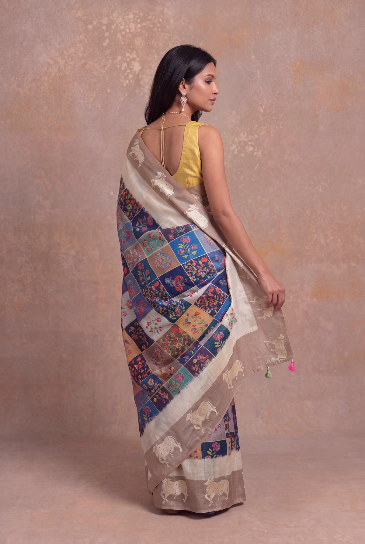 Multicolour Tussar Silk Digital Print Saree - Mokshaa