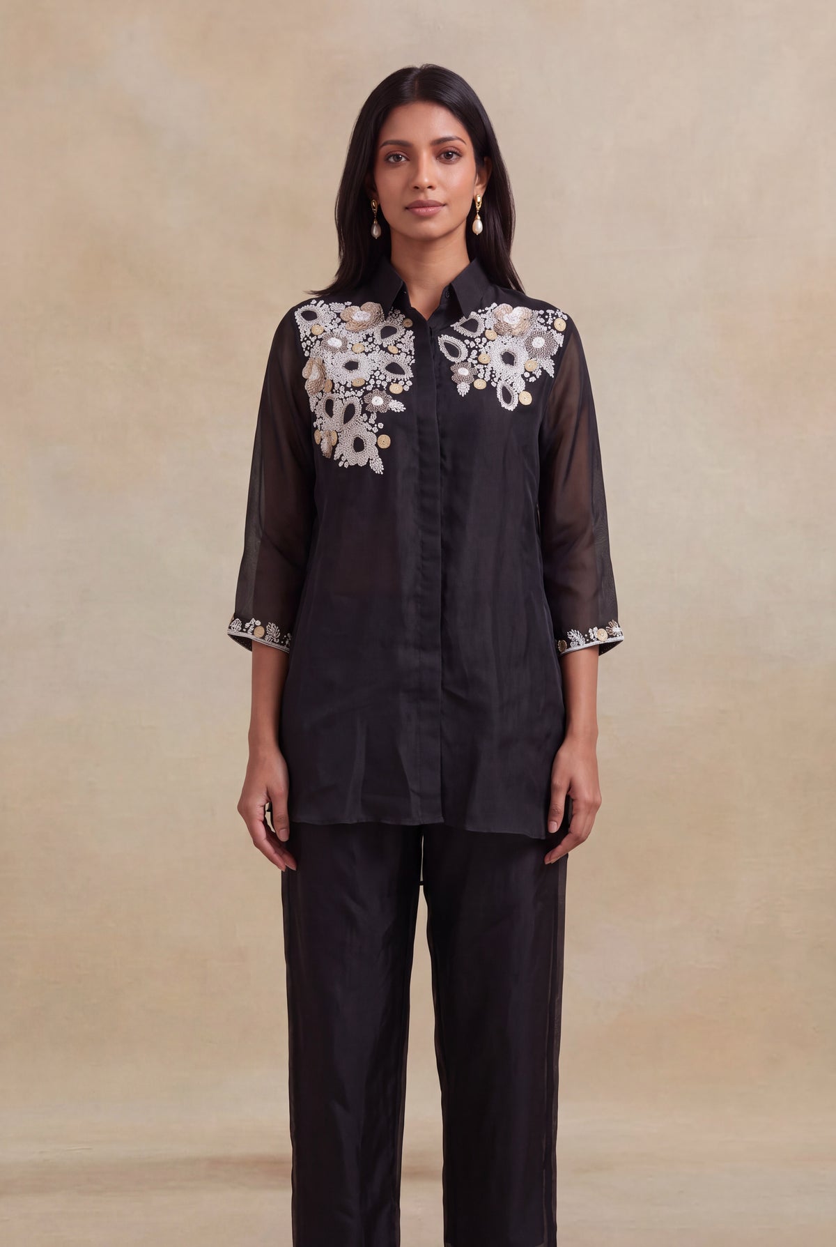 Black Organza Co-ord Set - Mokshaa