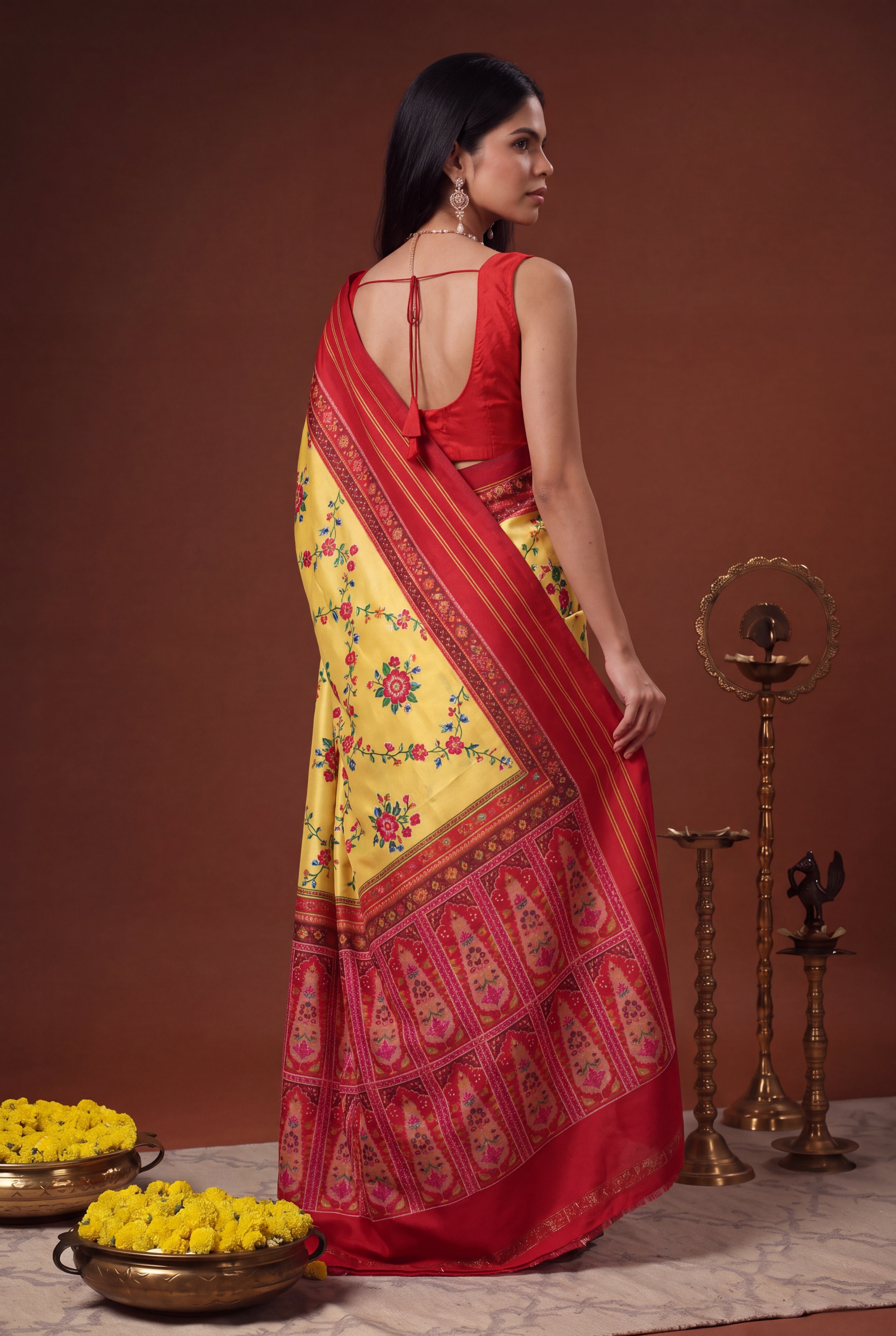 Light Yellow Patola Silk Saree