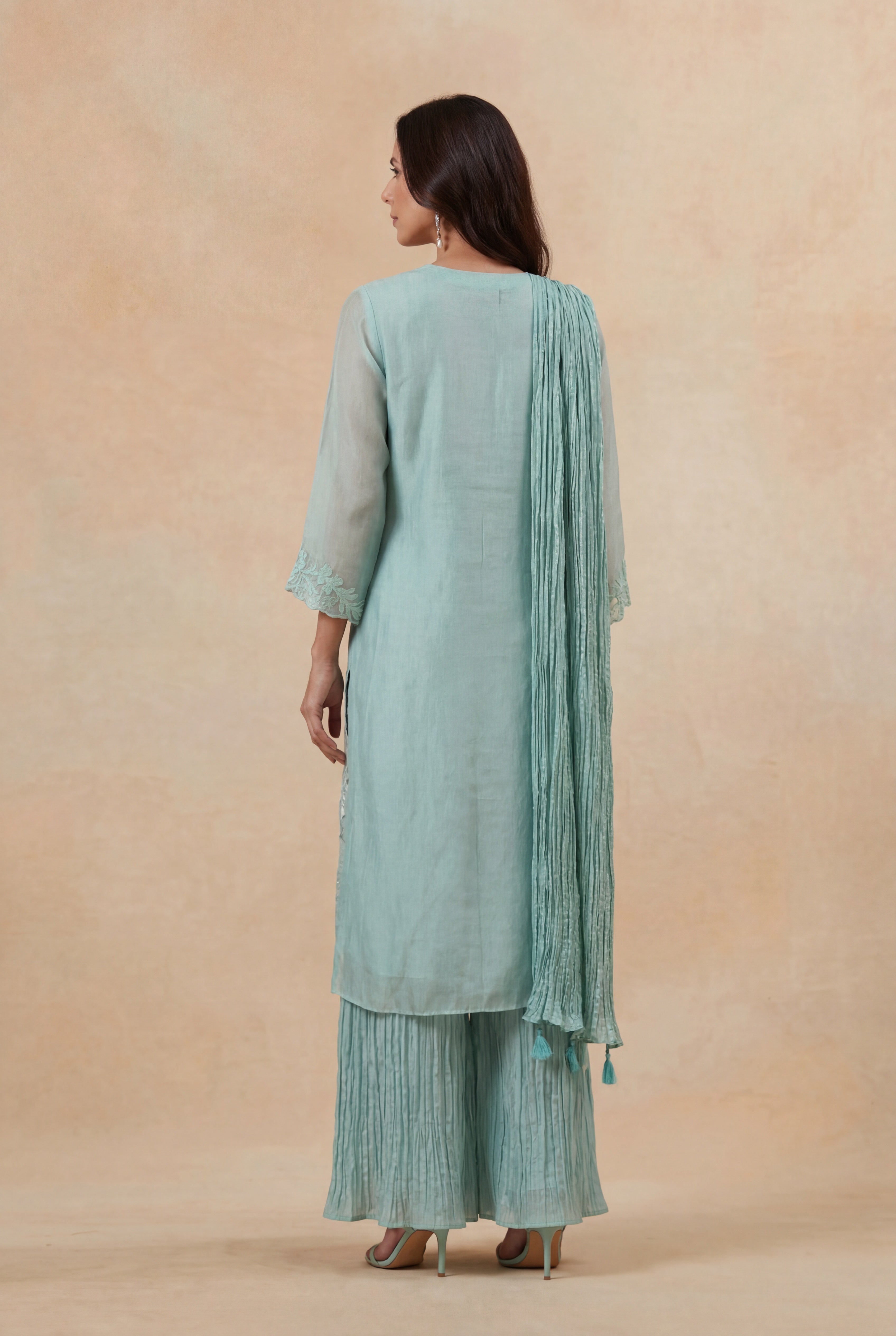 Powder Blue Organza Palazzo Salwar Set