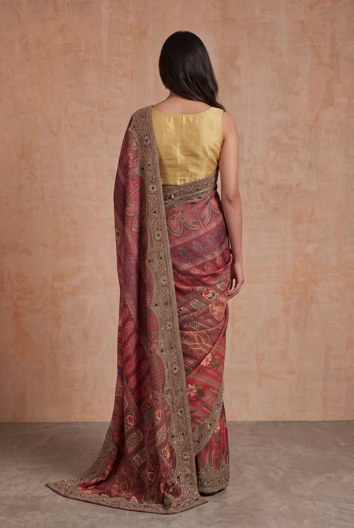 Maroon Satin Silk Saree - Mokshaa