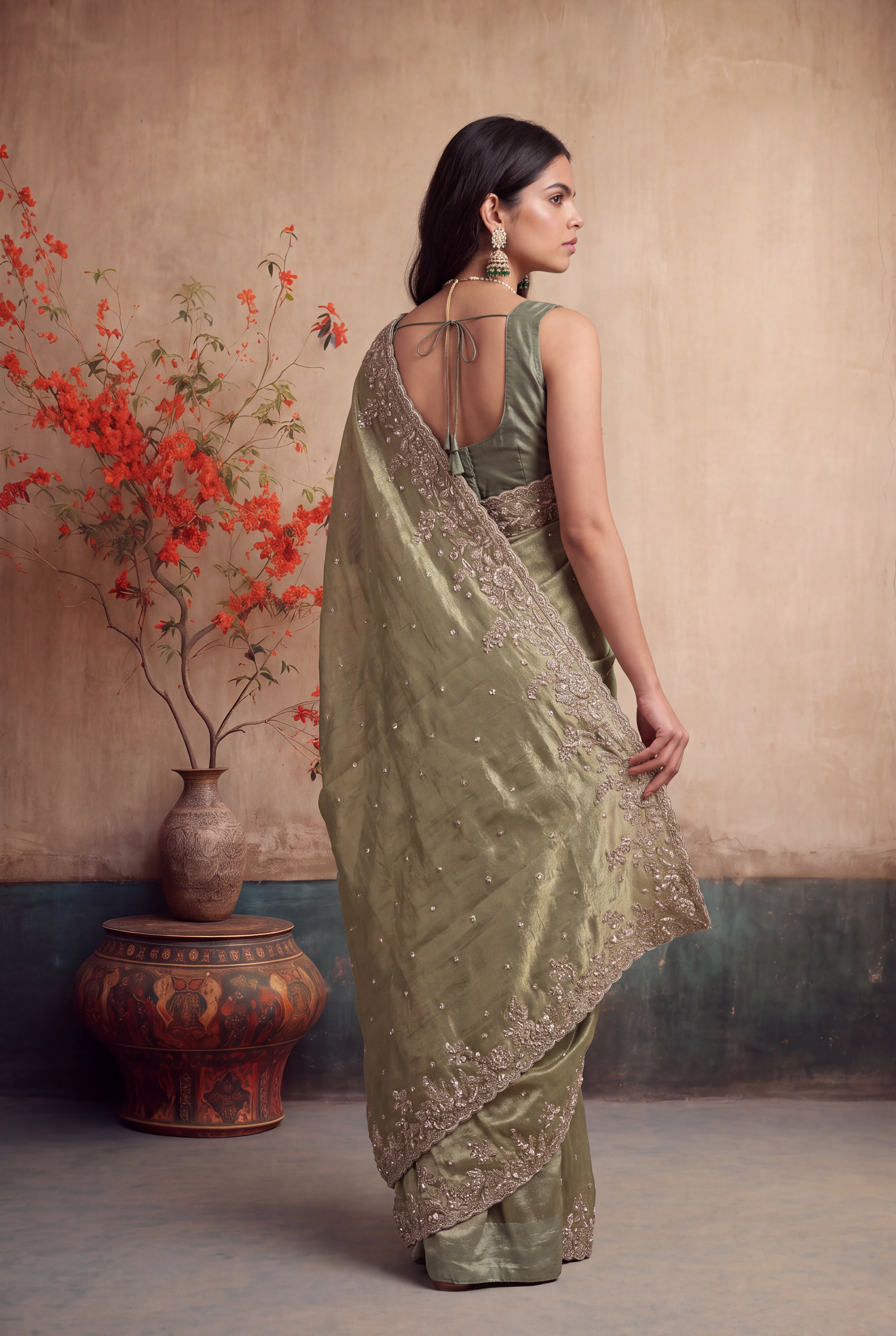Light Green Embellished Fancy Saree
