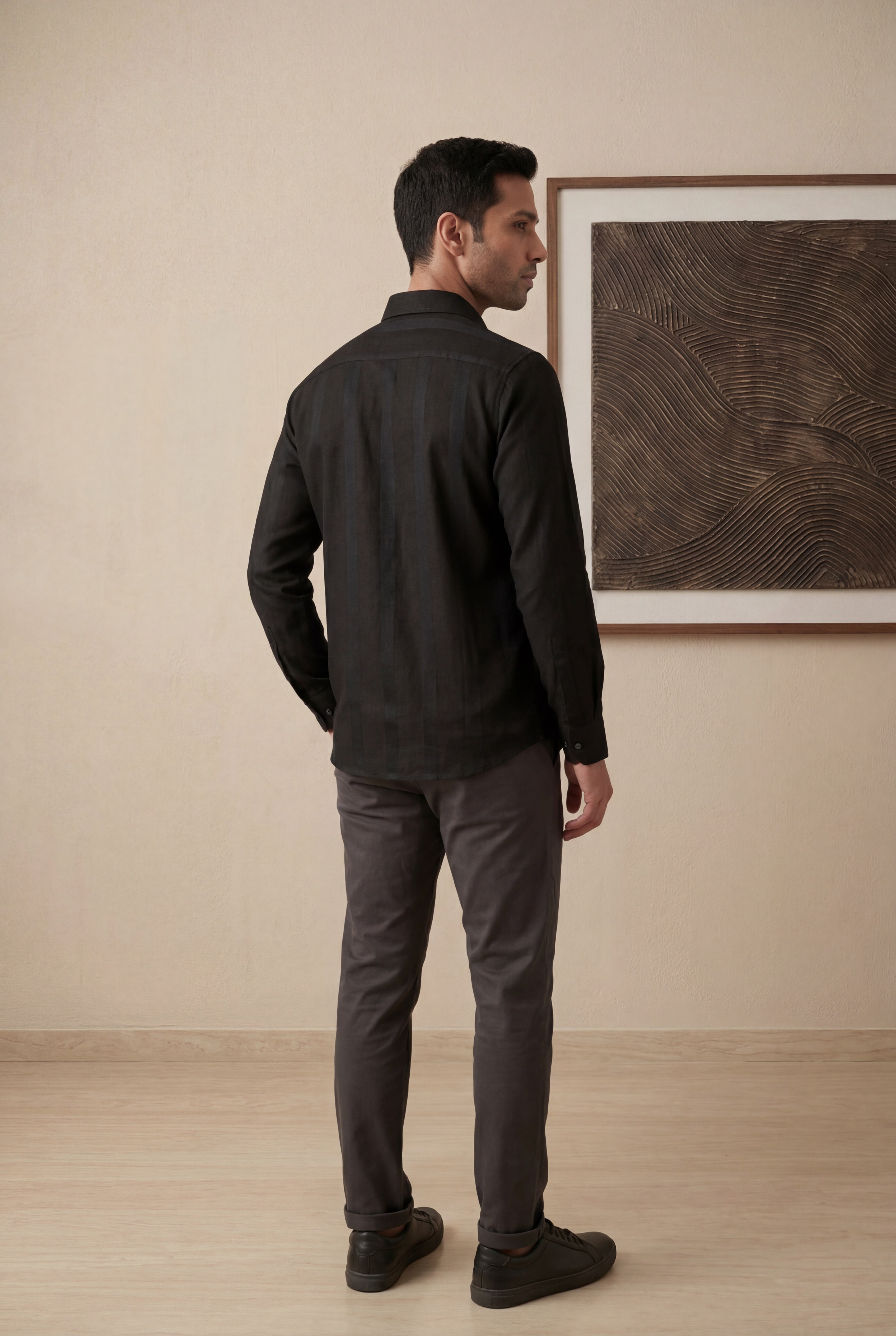 Black Knitted Full Sleeve Shirt