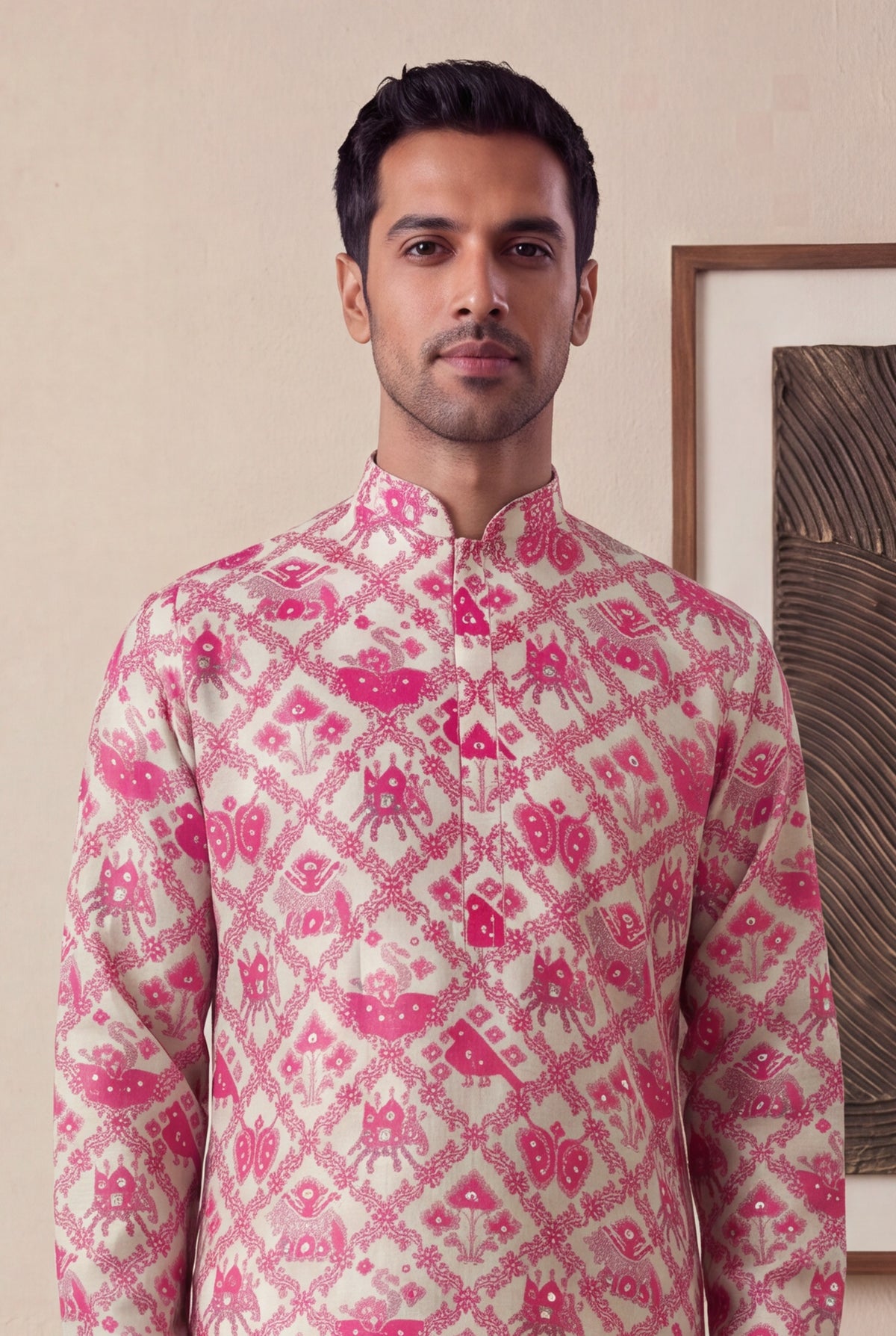 Pink Chanderi Silk Kurta Pant Set - Mokshaa