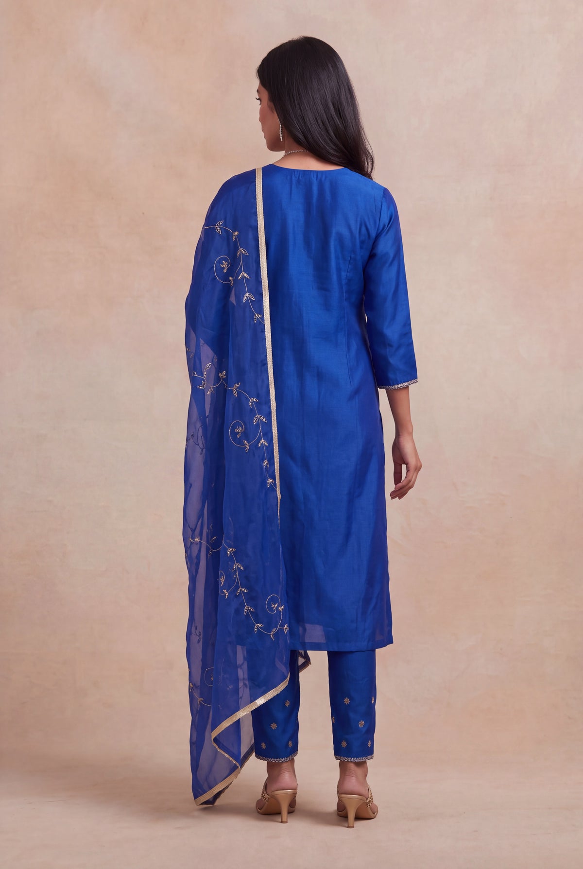 Royal Blue Silk Salwar Set - Mokshaa