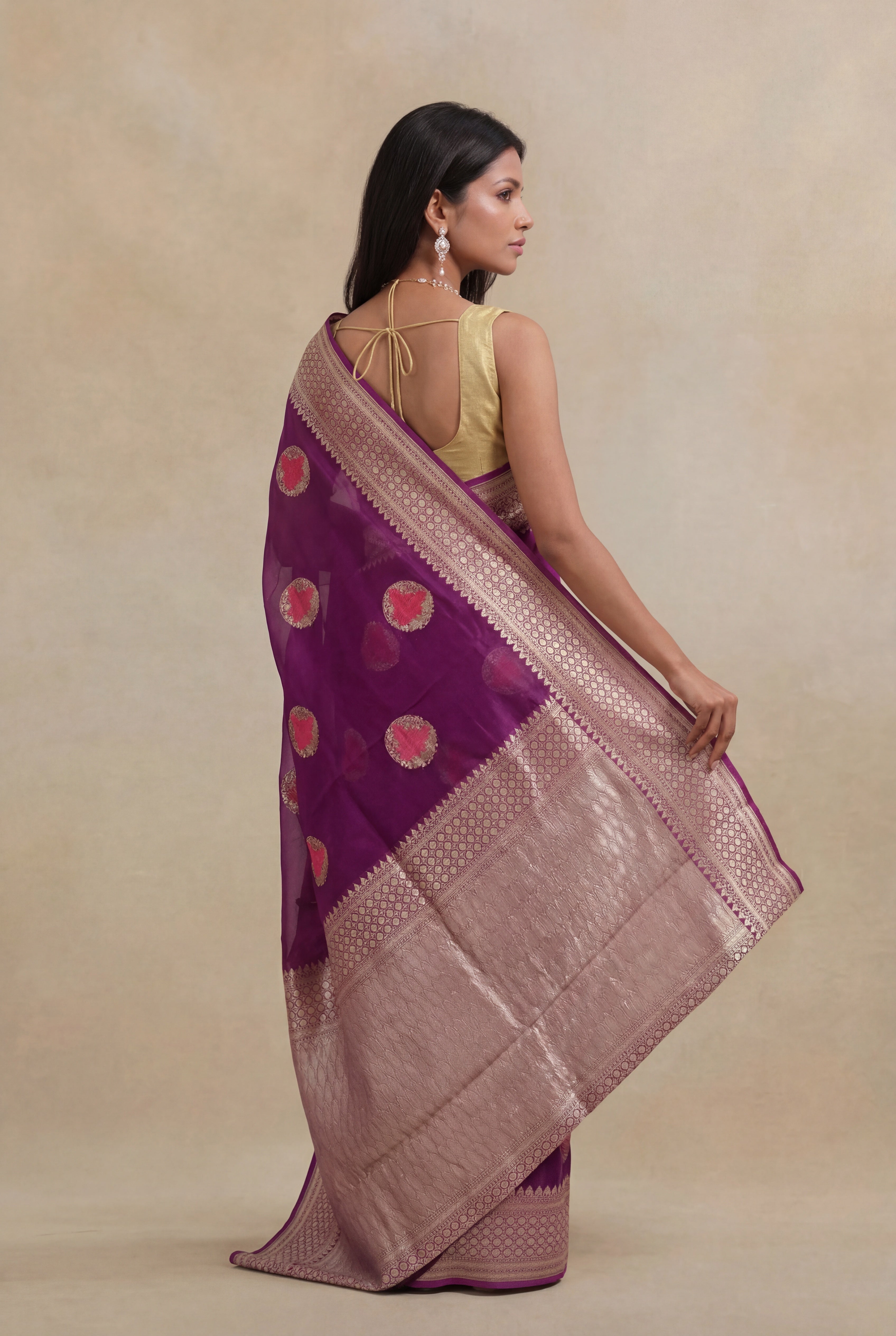 Violet Banarasi Organza Saree