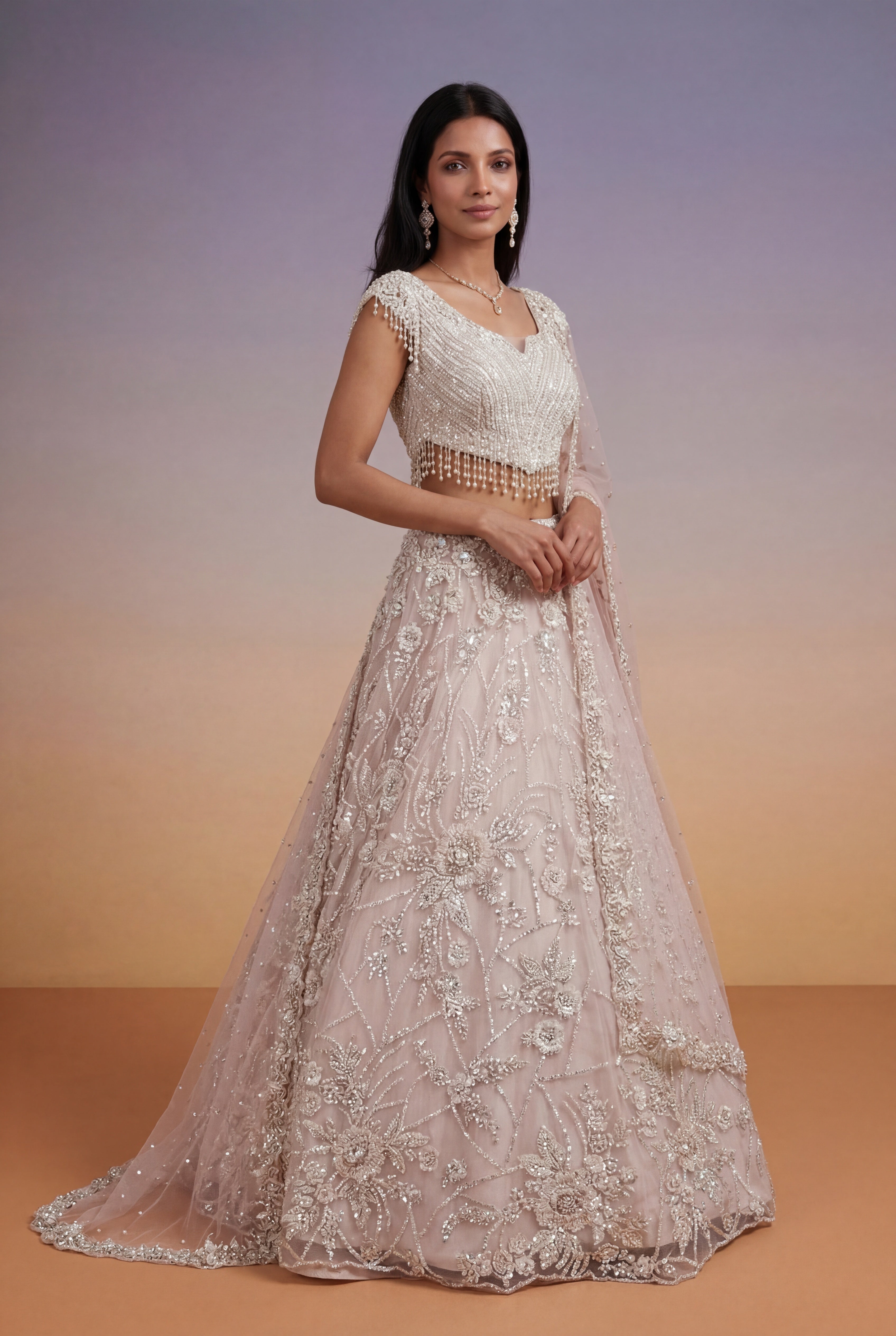 Baby Pink Soft Net Lehenga