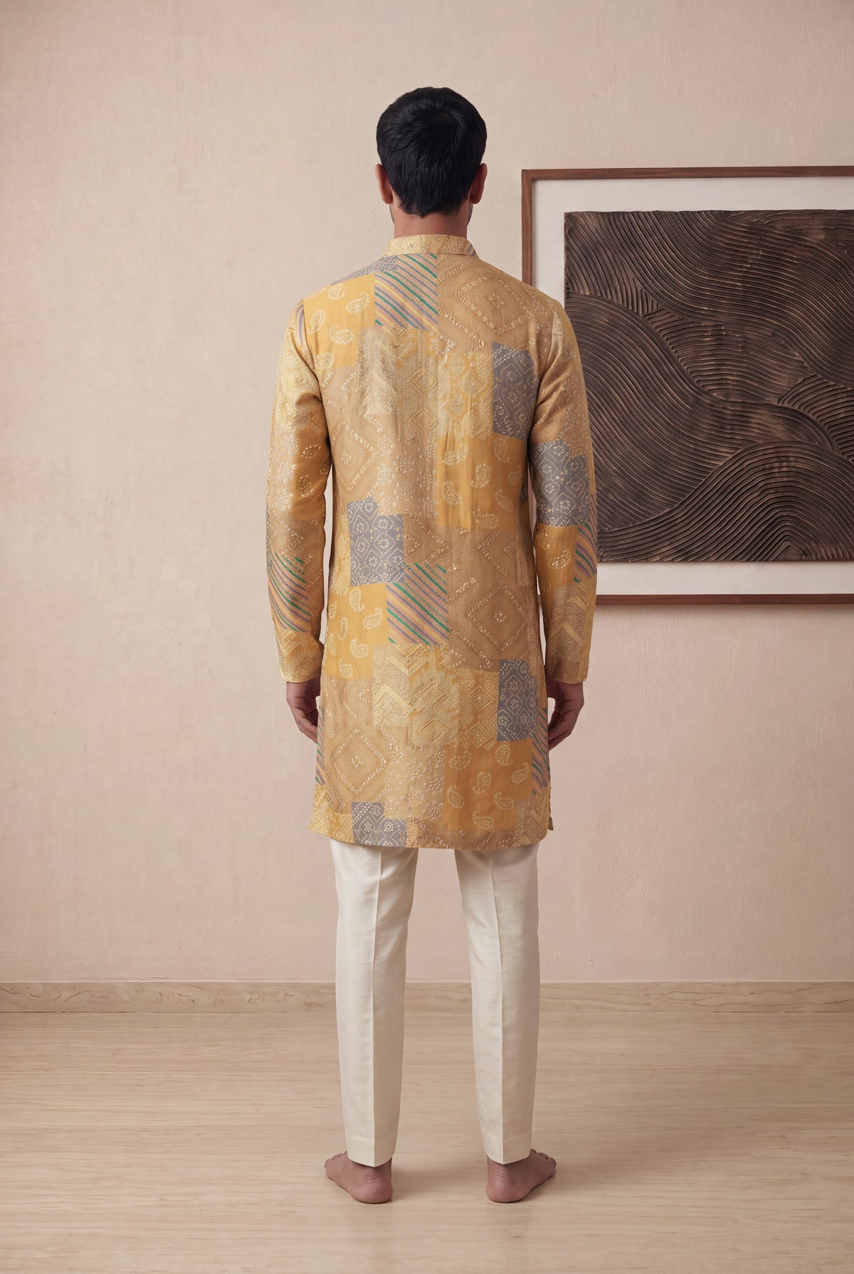 Mustard Yellow Chanderi Silk Kurta Set - Mokshaa