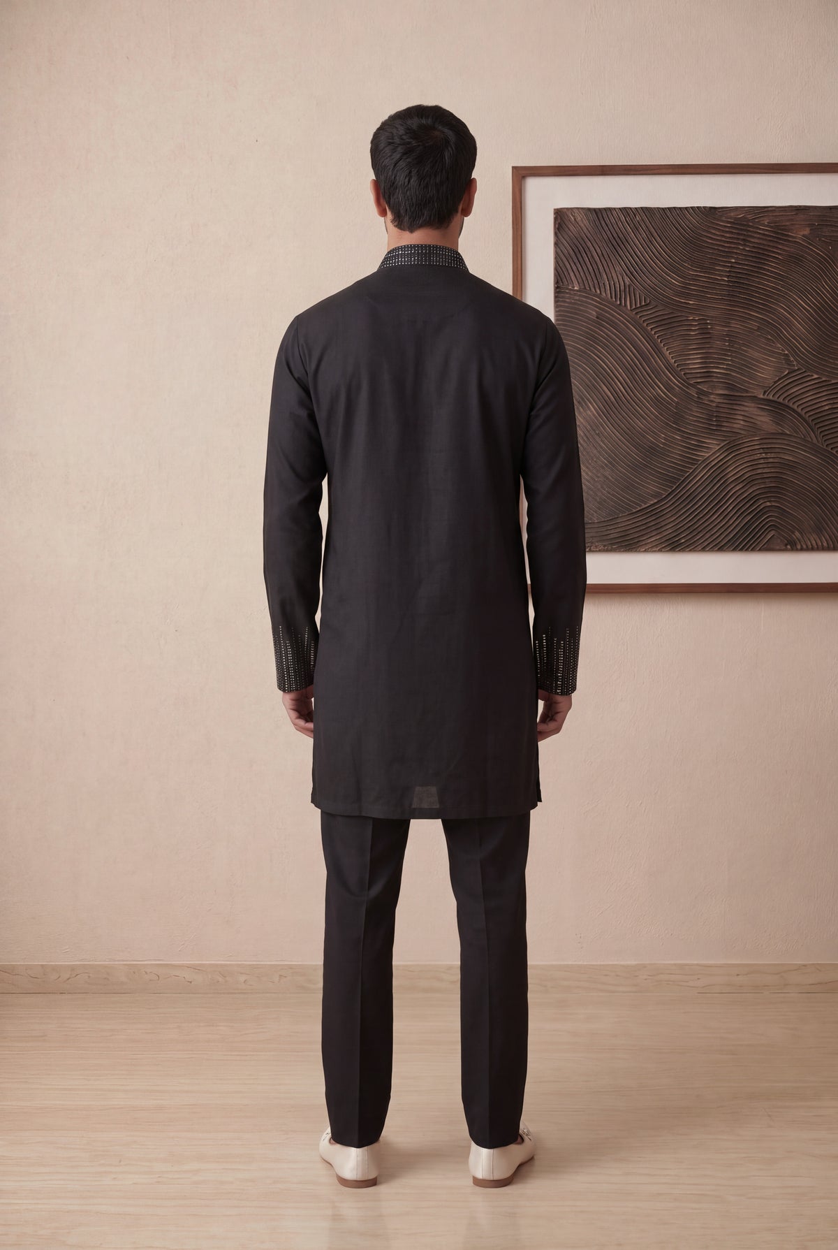 Black Nysa Silk Kurta Pant Set - Mokshaa