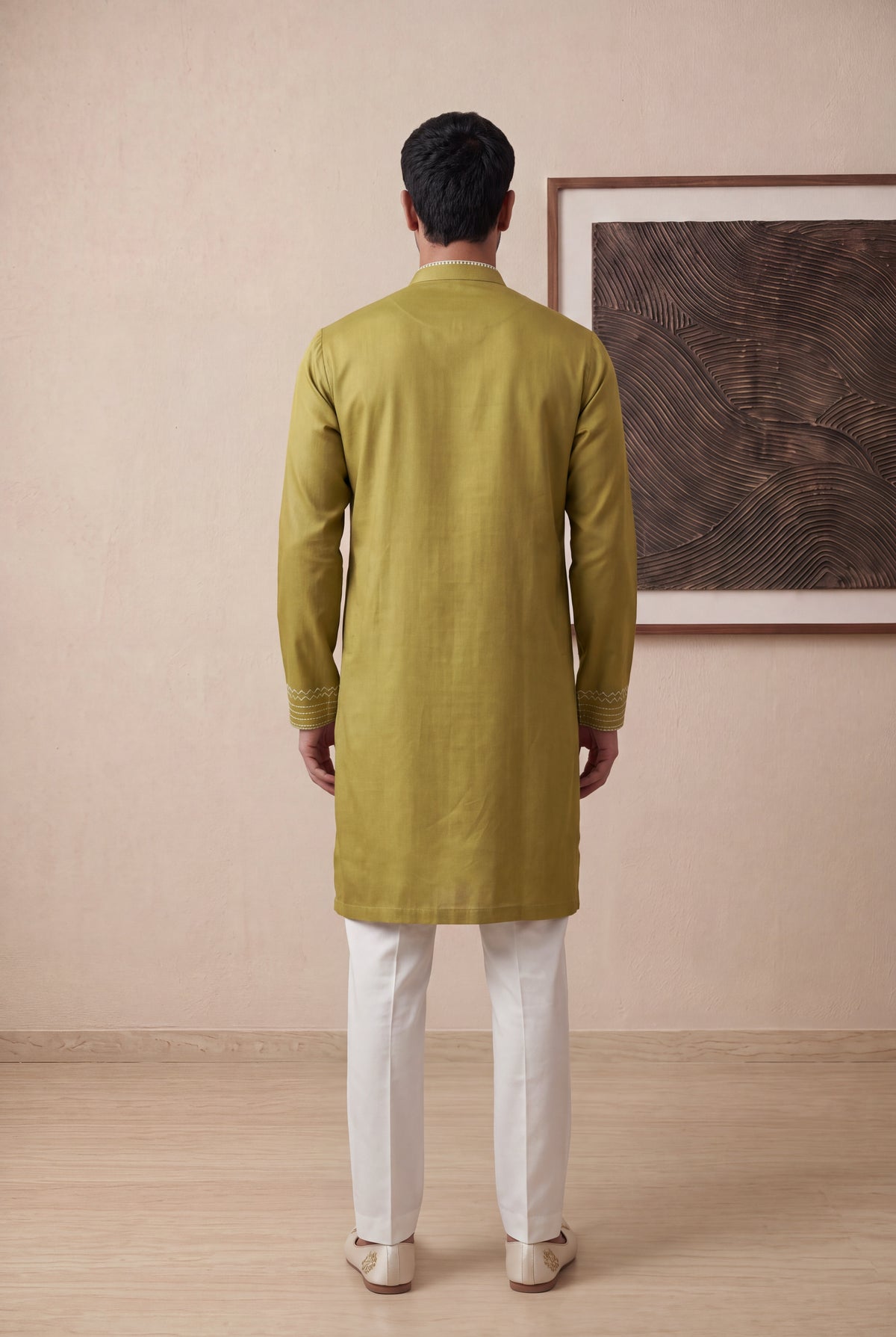 Olive Green Nysa Silk Kurta Pant Set - Mokshaa