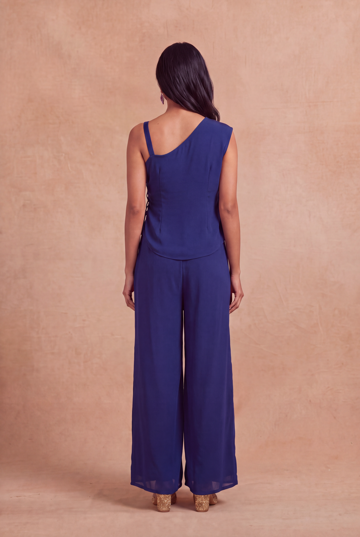 Royal Blue Crepe Jumpsuit - Mokshaa