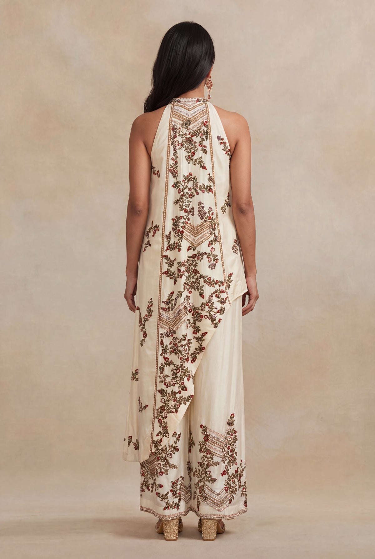 Ivory Silk Indo-Western Set - Mokshaa