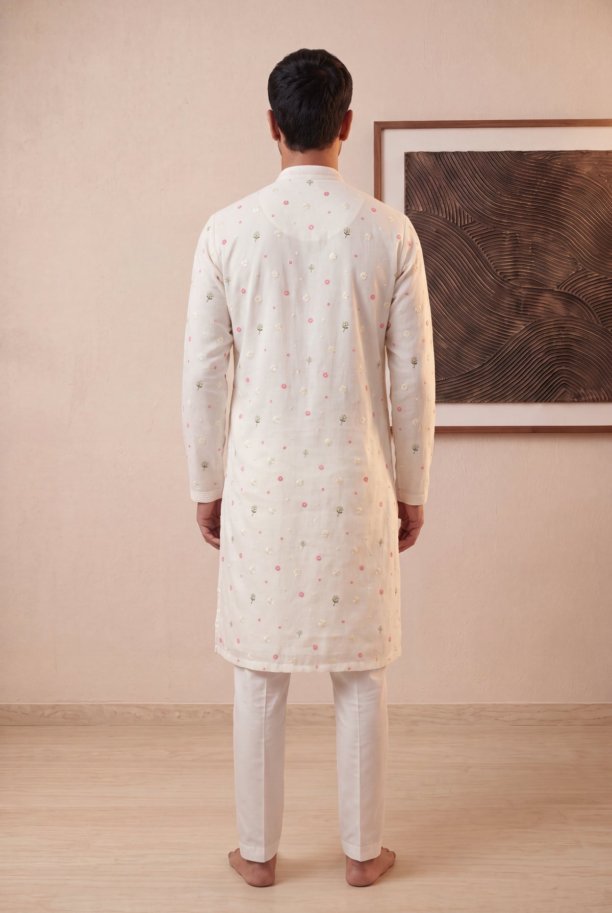 Off White Linen Kurta Set - Mokshaa