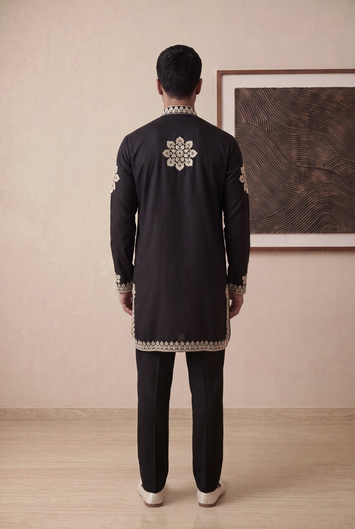 Black Nysa Silk Kurta Pant Set - Mokshaa