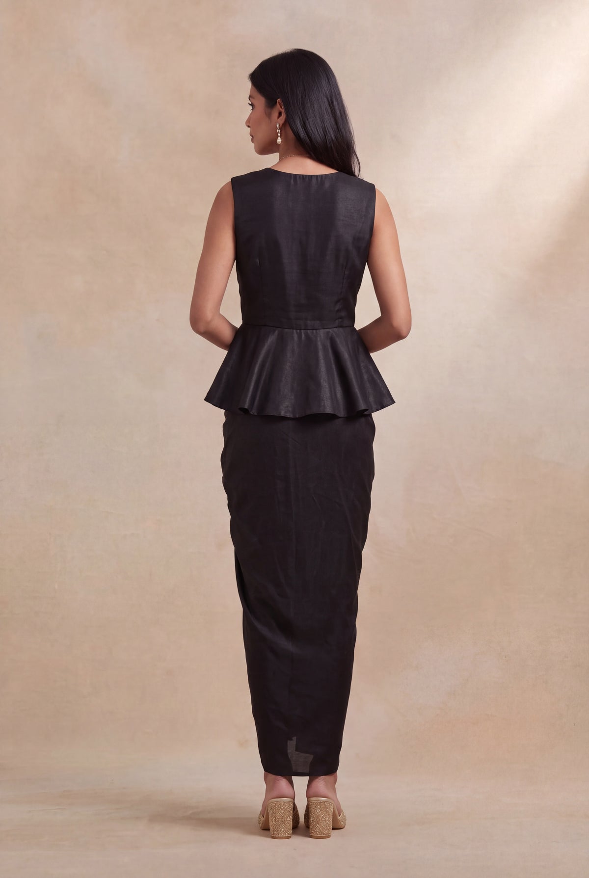 Black Indo-Western Drape Dress - Mokshaa