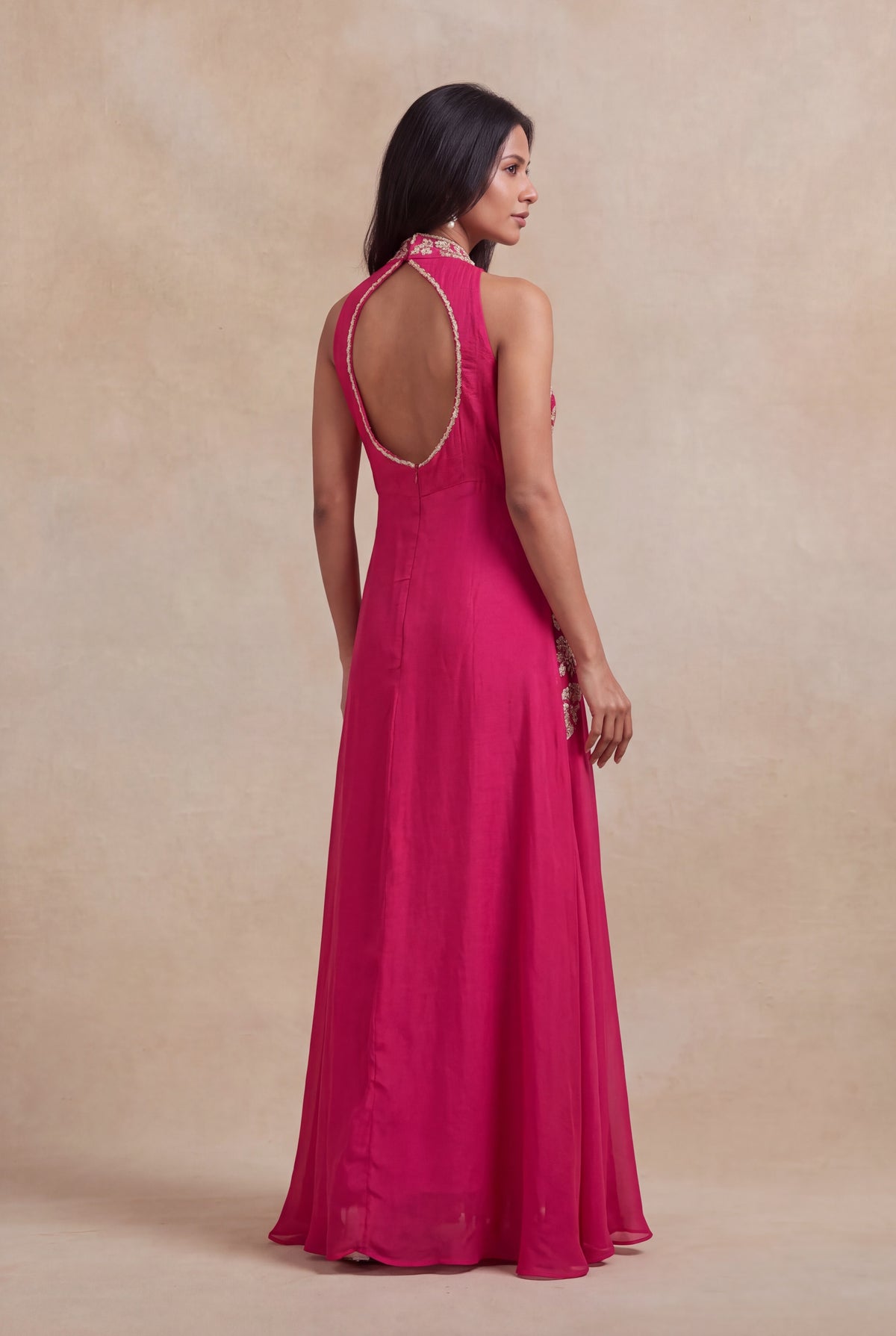 Pink Satin Silk Gown - Mokshaa