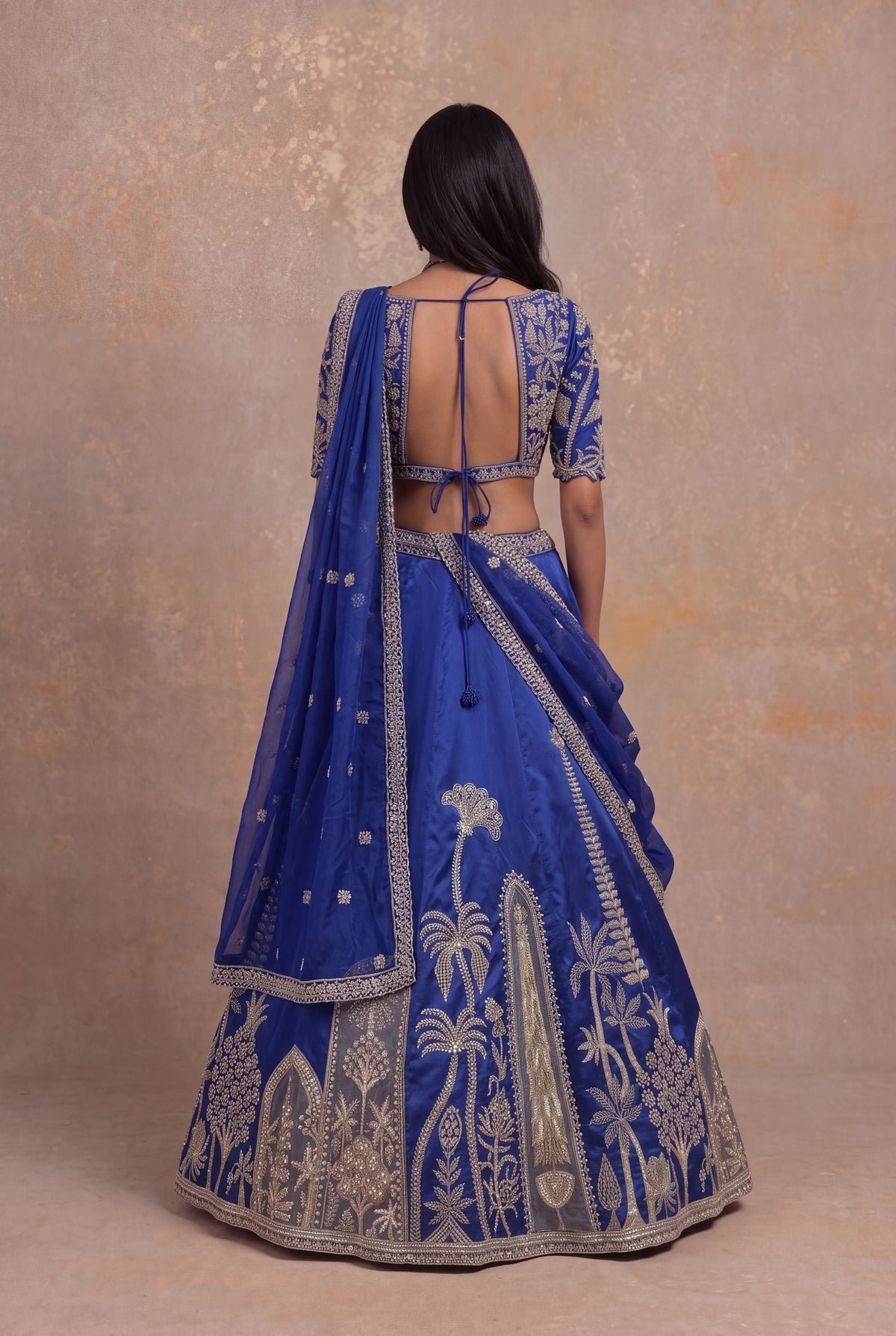 Ink Blue Kanchivaram Silk Lehenga - Mokshaa
