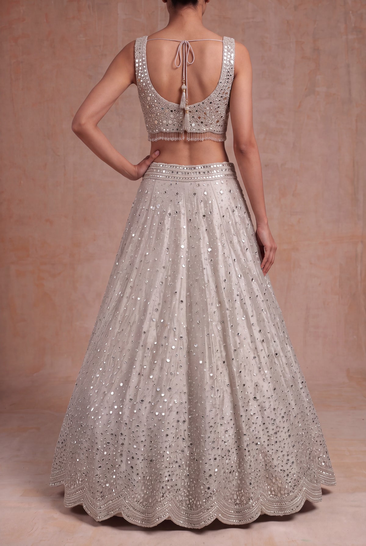 Rose Gold Tissue Lehenga - Mokshaa