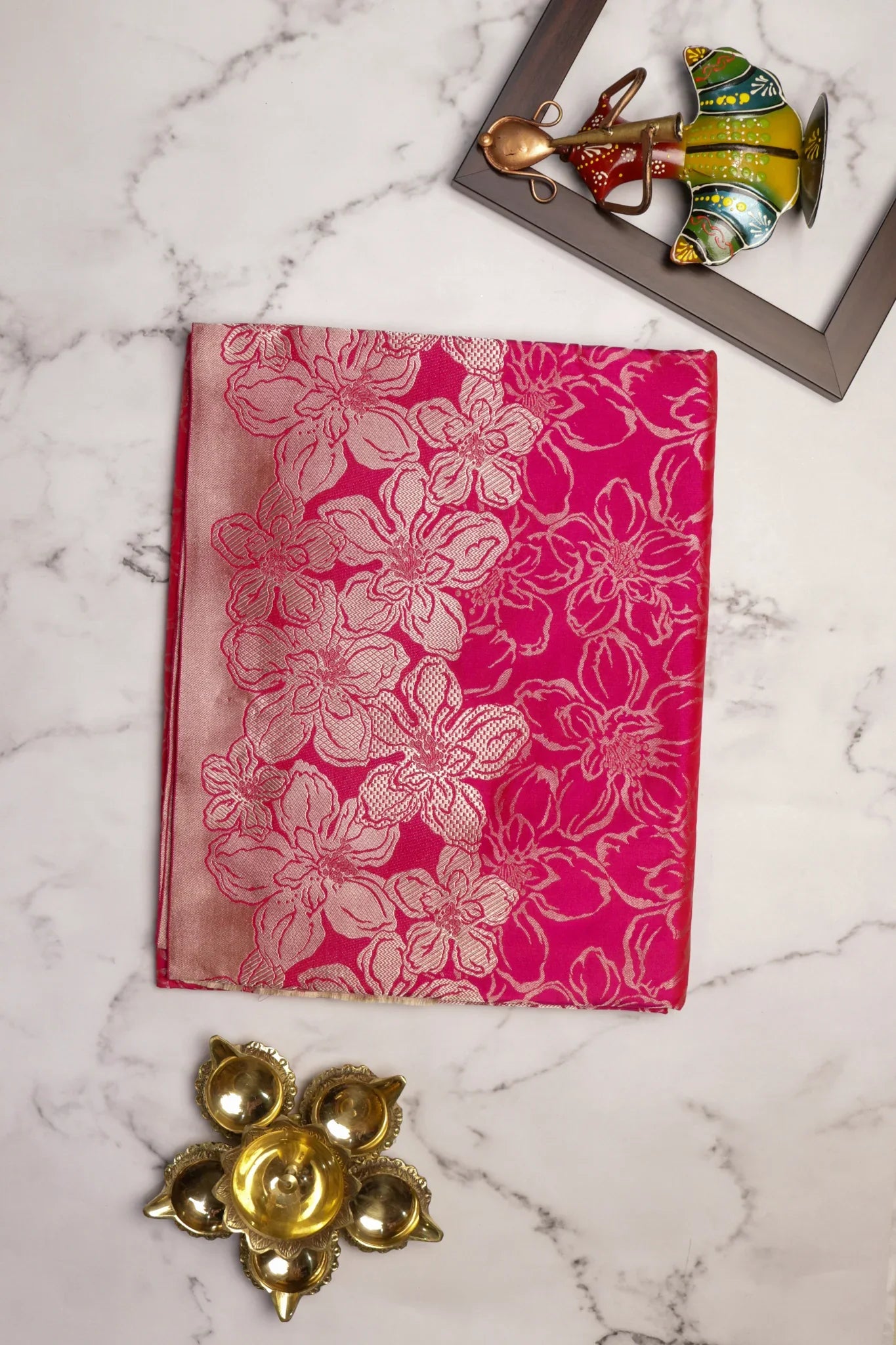 Rani Pink Banarasi Zari Jaal Saree - Mokshaa