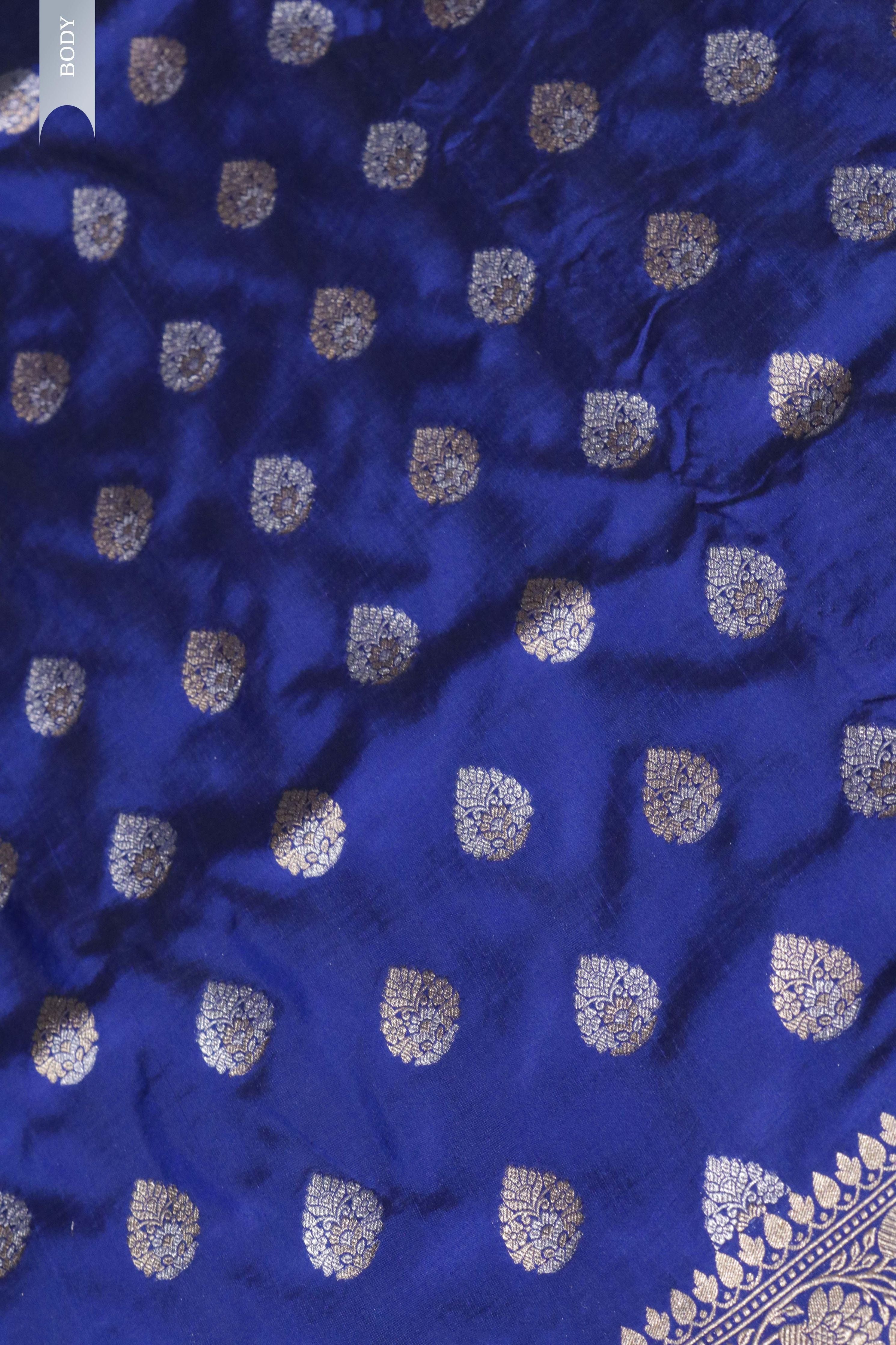 Royal Blue Banarasi Zari Butti Saree - Mokshaa