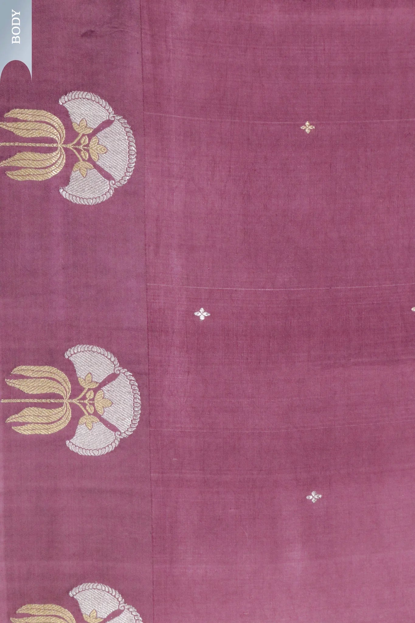 Dusty Pink Banarasi Chanderi Silk Saree with Small Motifs & Brocade Blouse - Mokshaa