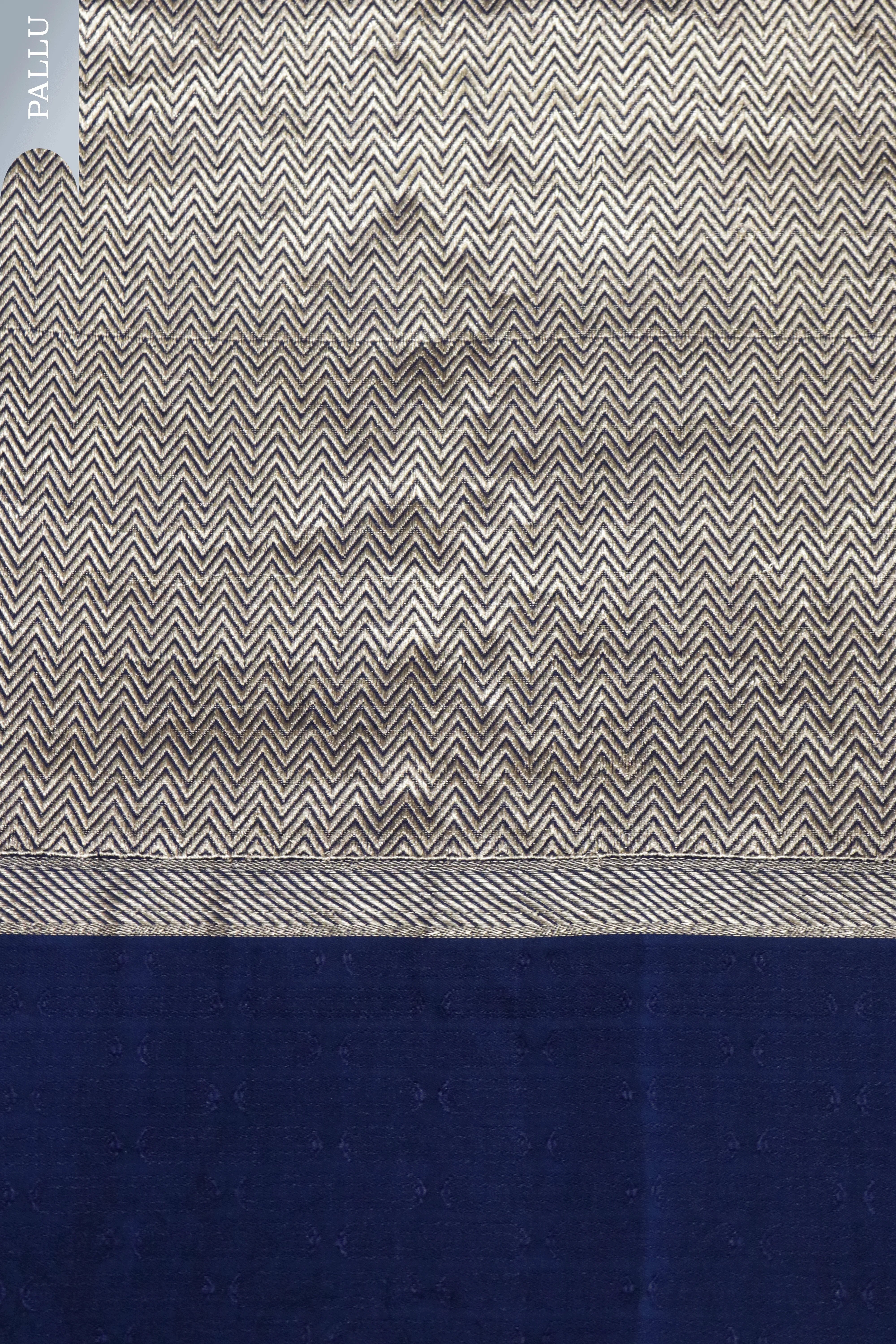 Blue Banarasi Chanderi Silk Saree with Zari Stripes and Butti - Mokshaa