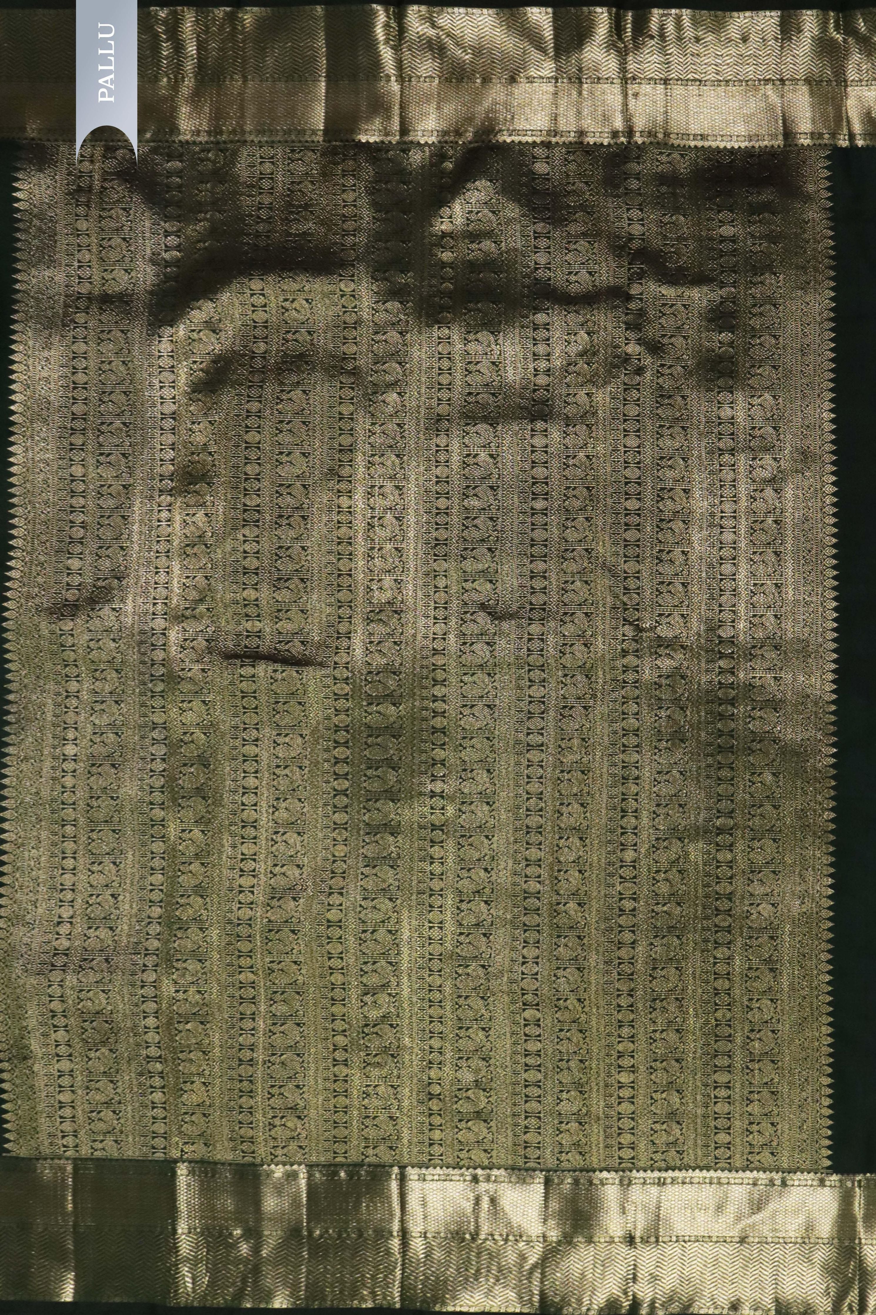 Bottle Green Kanchivaram Silk Saree with Zari Butti and Self Blouse - Mokshaa