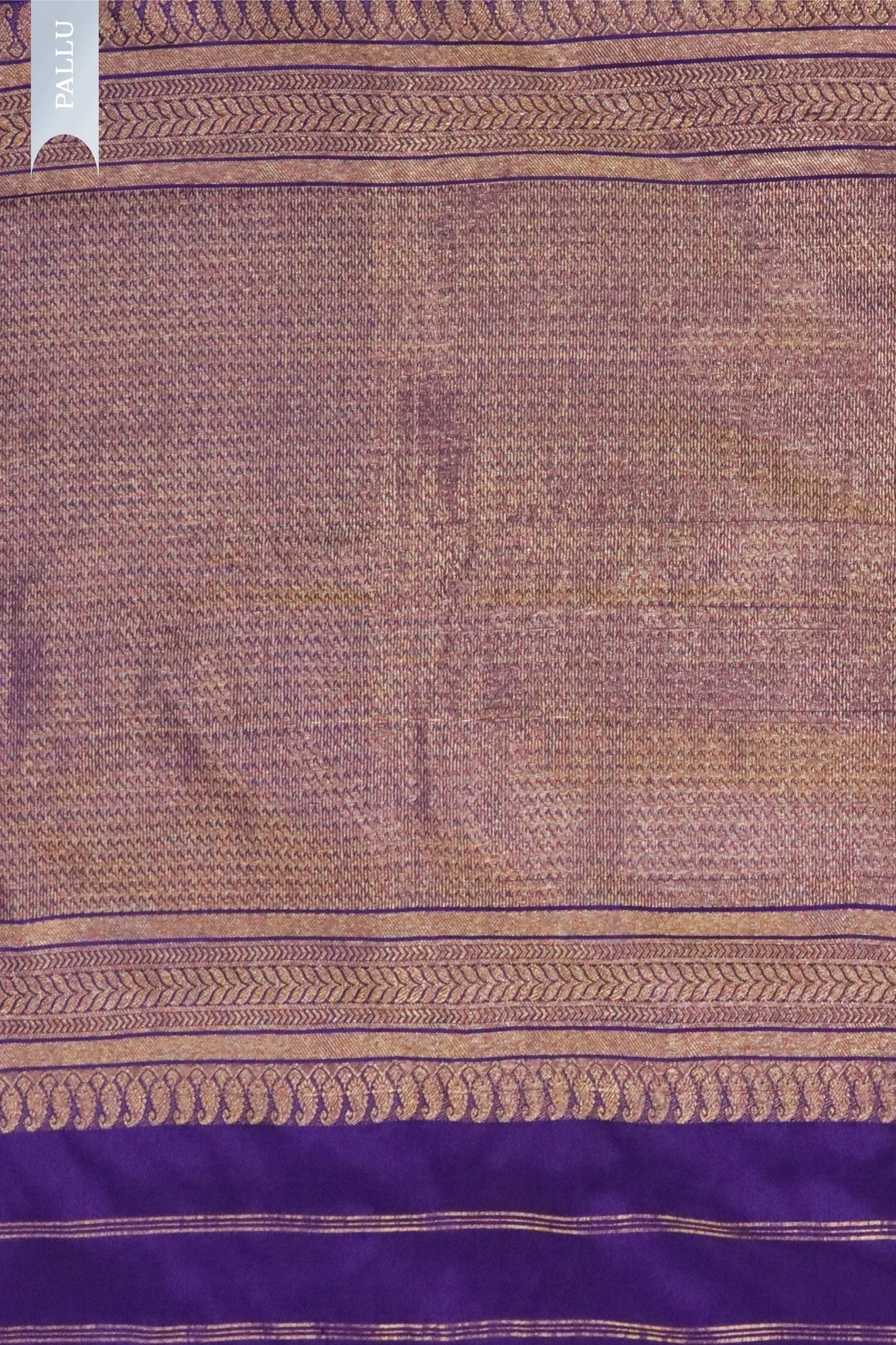 Purple Kanchivaram Silk Saree with Golden Stripes - Mokshaa