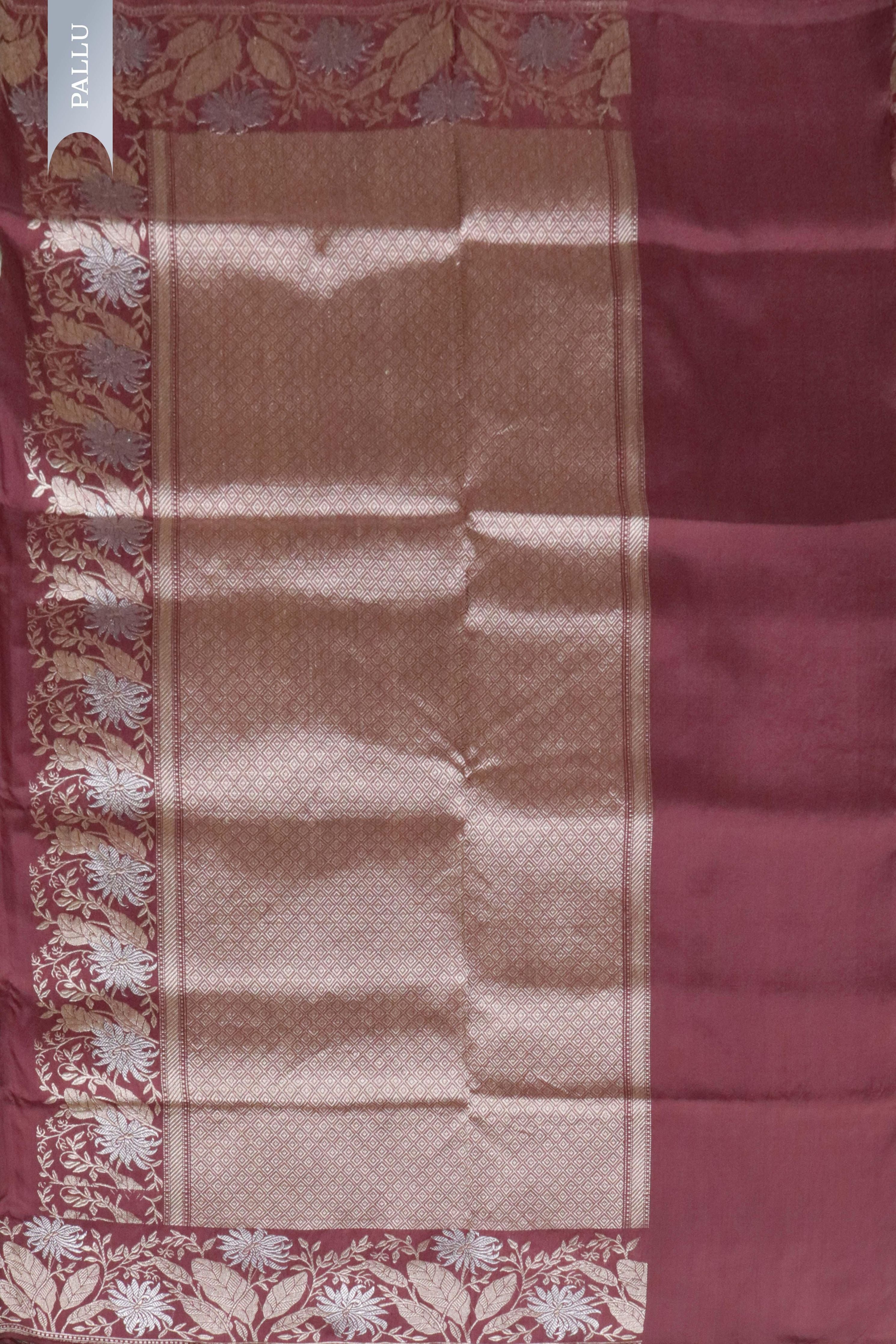 Brown Banarasi Silk Saree with Fancy Zari Borde - Mokshaa